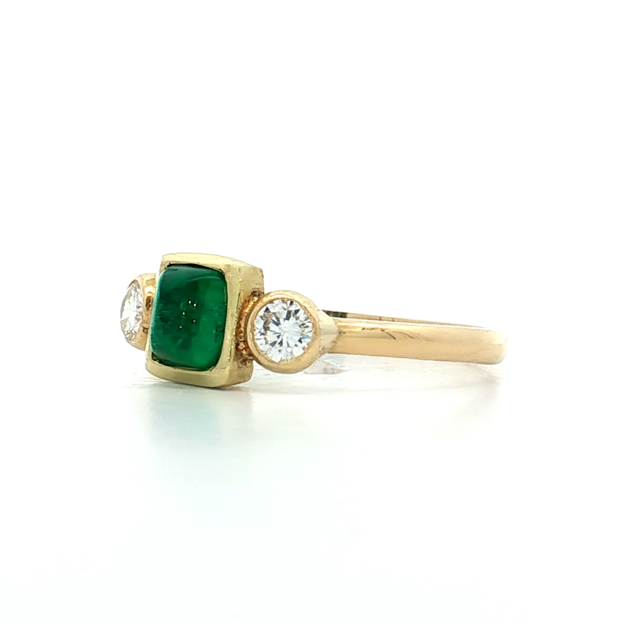 .80 Square Sugarloaf Emerald Ring 18k Yellow Gold - Image 2