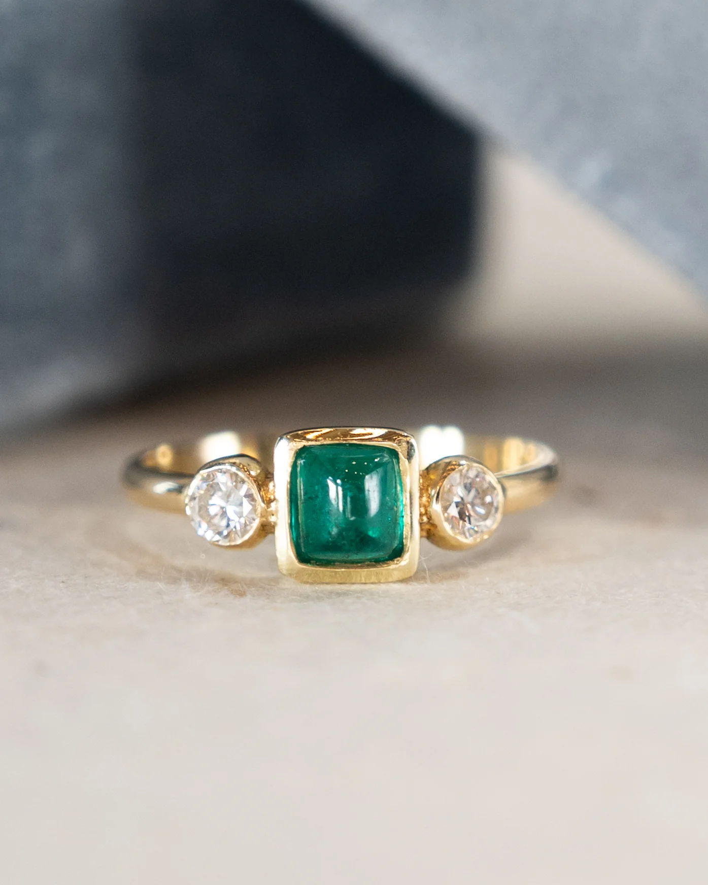 .80 Square Sugarloaf Emerald Ring 18k Yellow Gold - Image 6