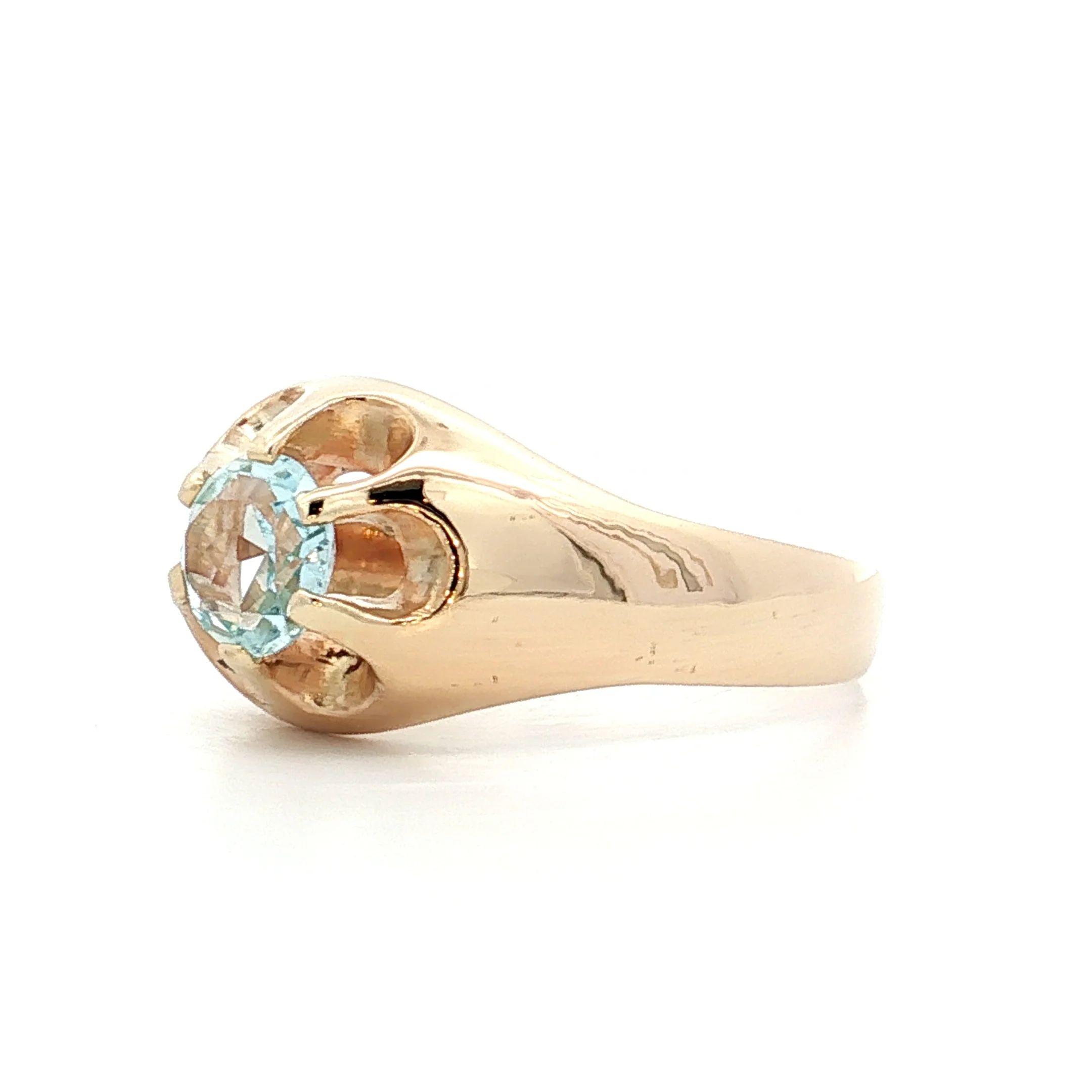 .80 Vintage Aquamarine Cocktail Ring 14k Yellow Gold - Image 2