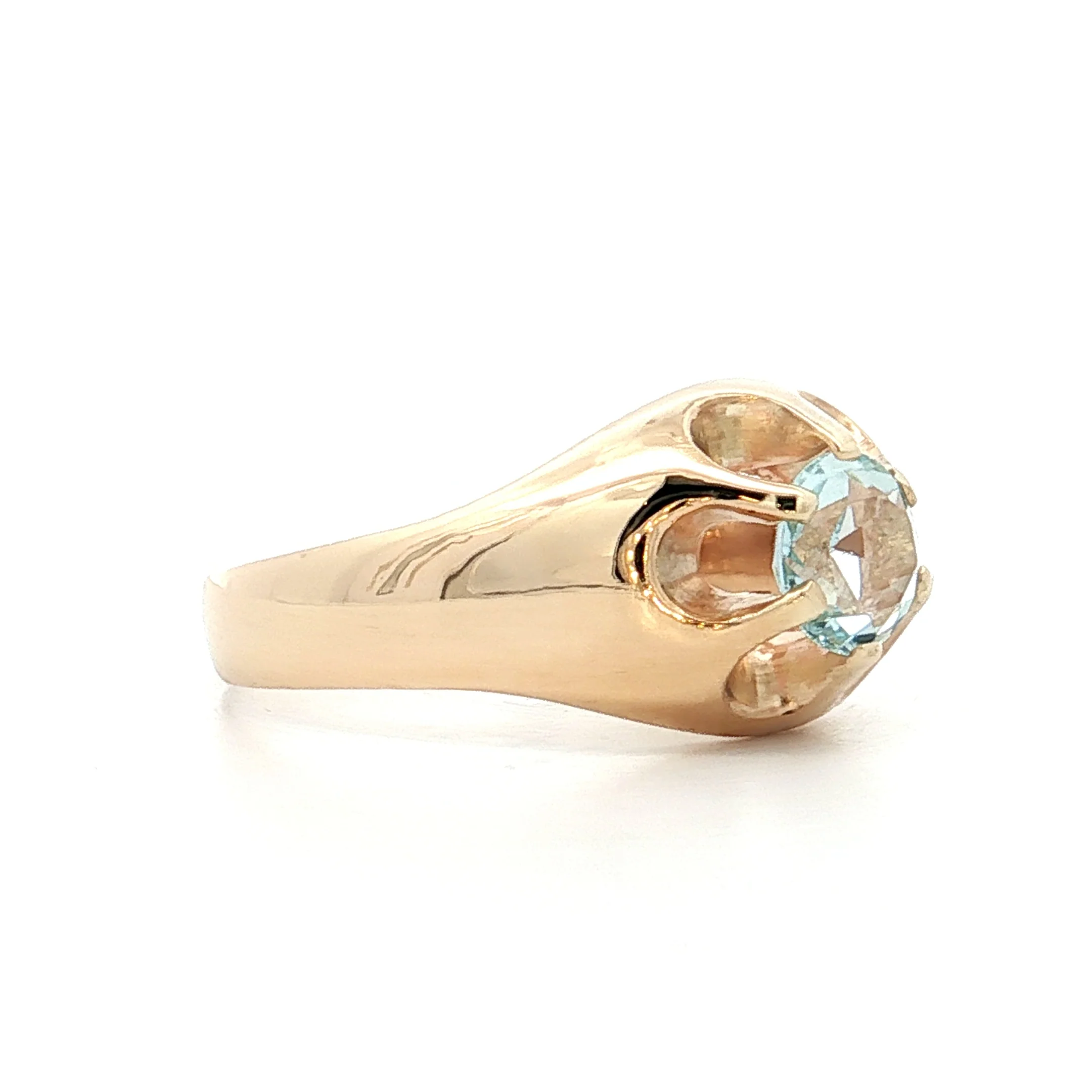 .80 Vintage Aquamarine Cocktail Ring 14k Yellow Gold - Image 3
