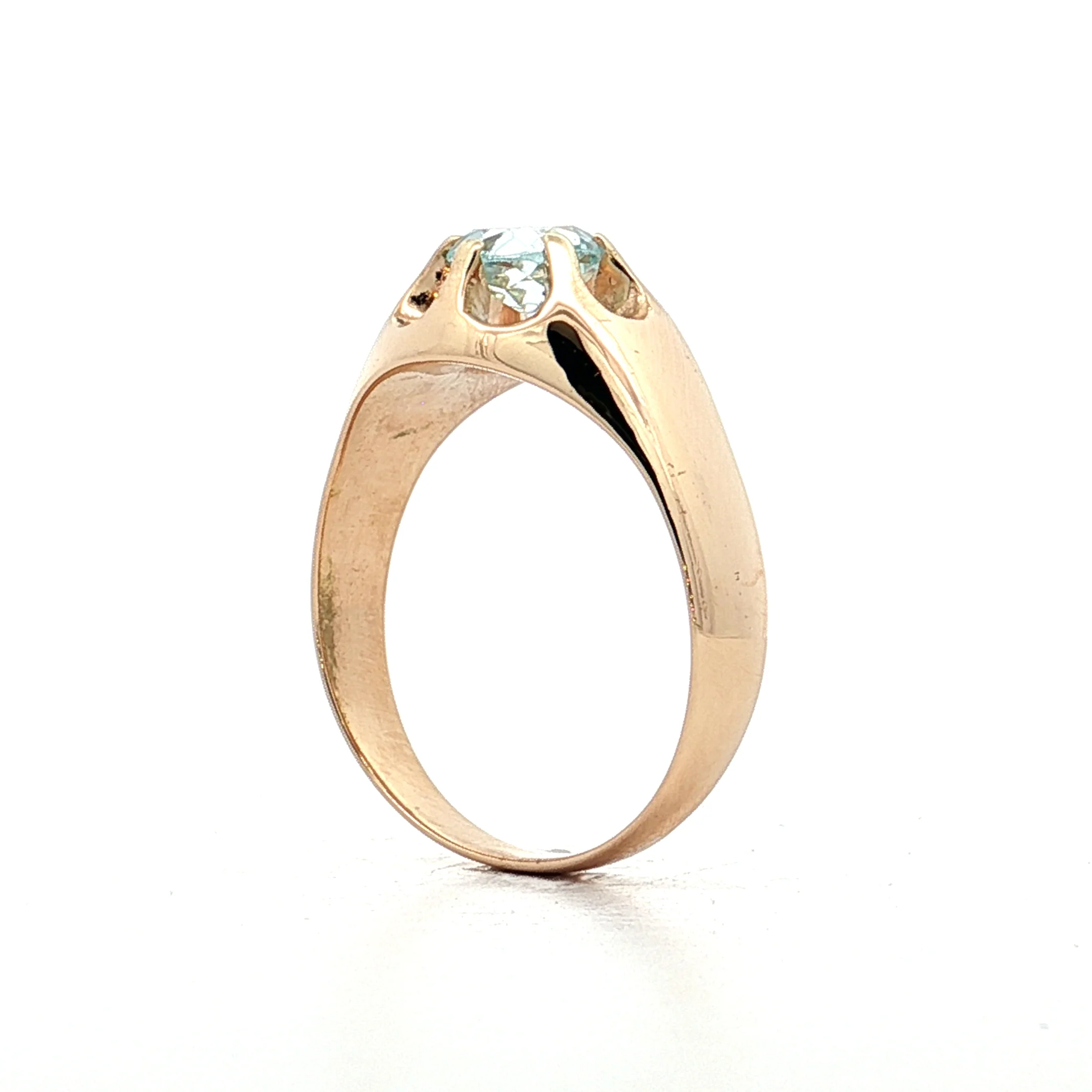.80 Vintage Aquamarine Cocktail Ring 14k Yellow Gold - Image 5