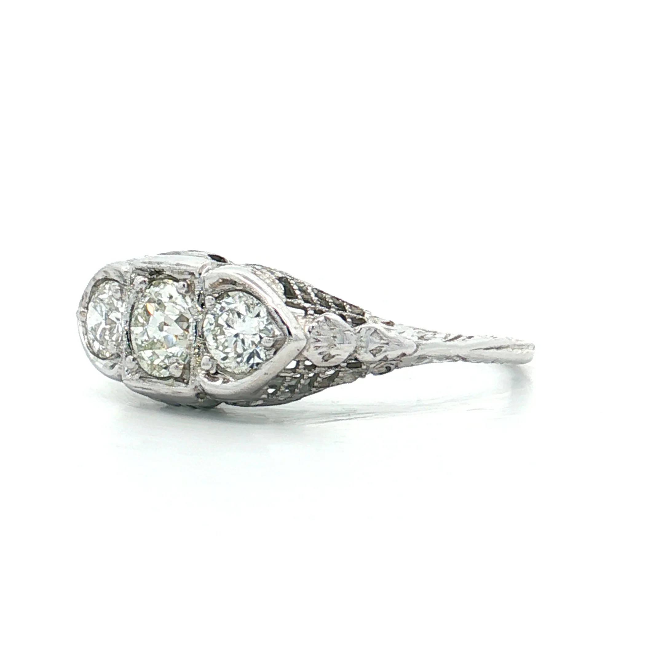 .80 Vintage Diamond Three Stone Engagement Ring 18k - Image 2