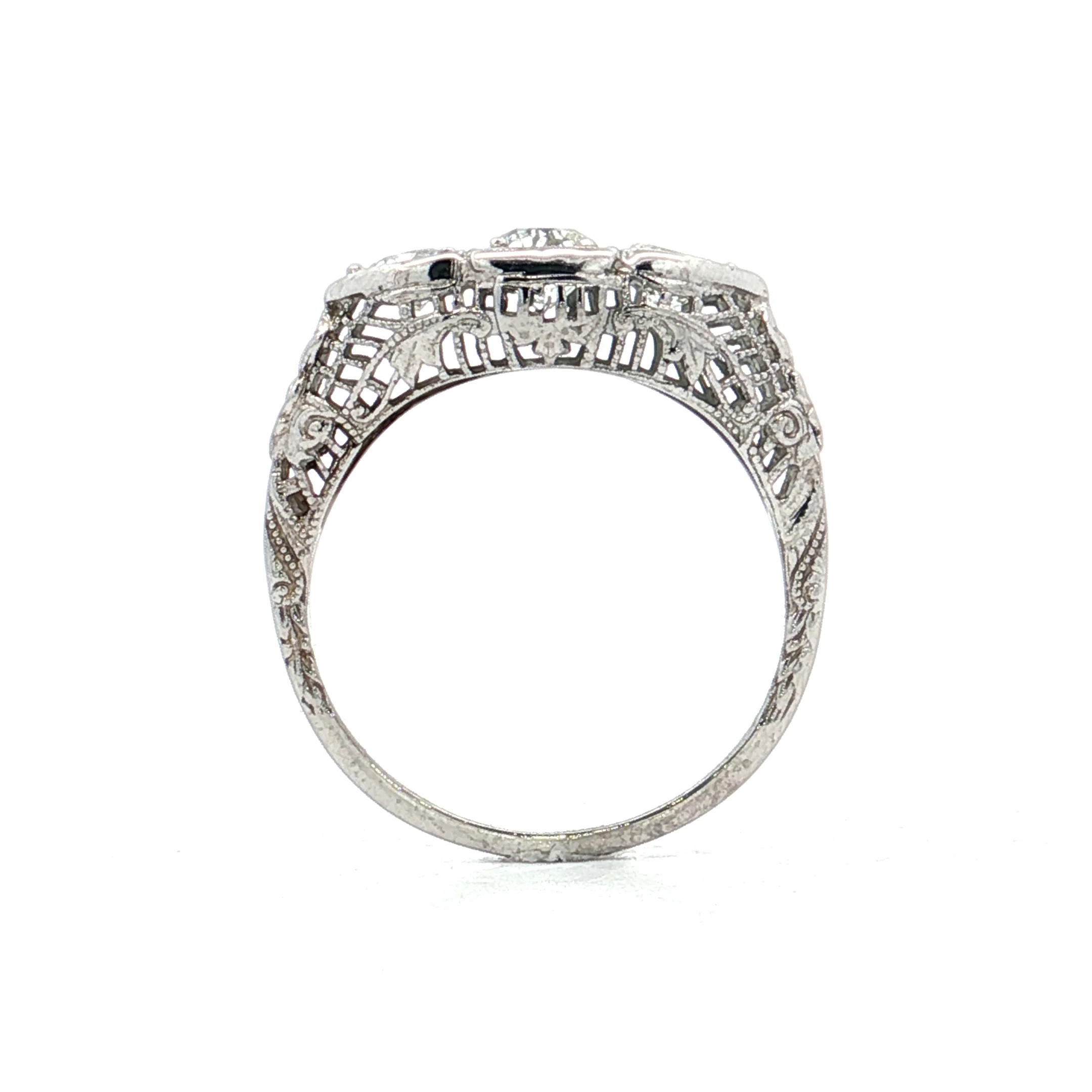 .80 Vintage Diamond Three Stone Engagement Ring 18k - Image 4