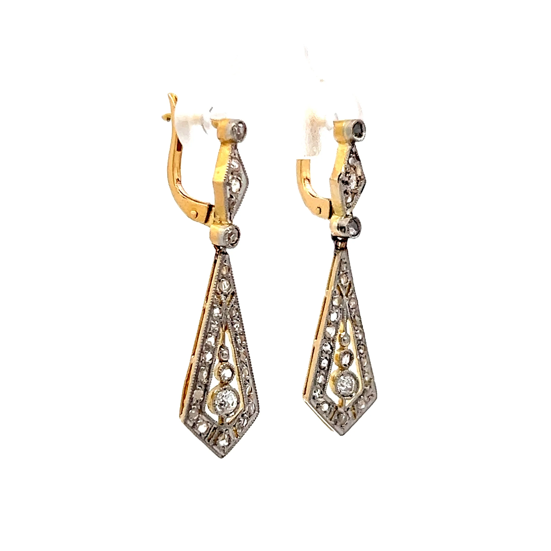 .80 Vintage Edwardian Drop Earrings 18k/Platinum - Image 3