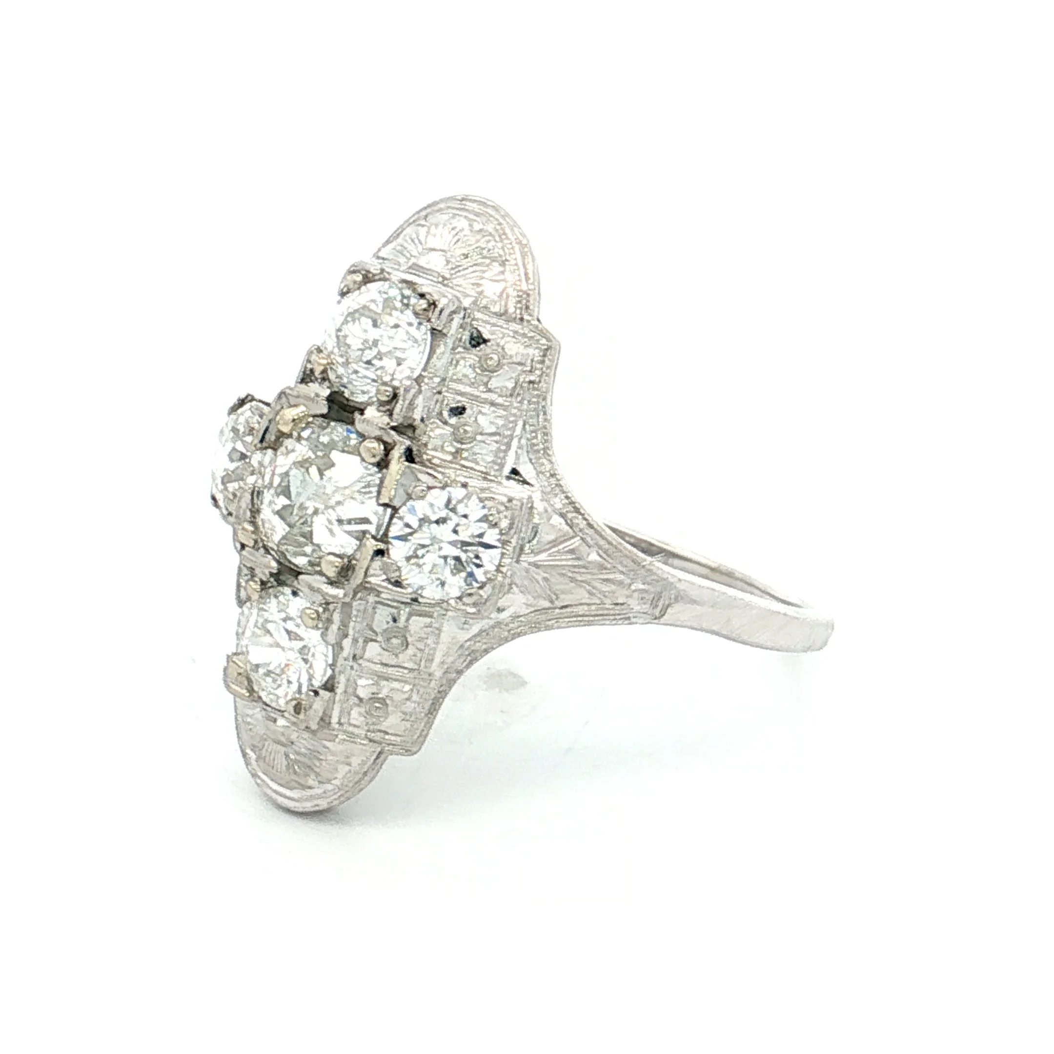 .81 Antique Art Deco Diamond Cocktail Ring 18k - Image 2
