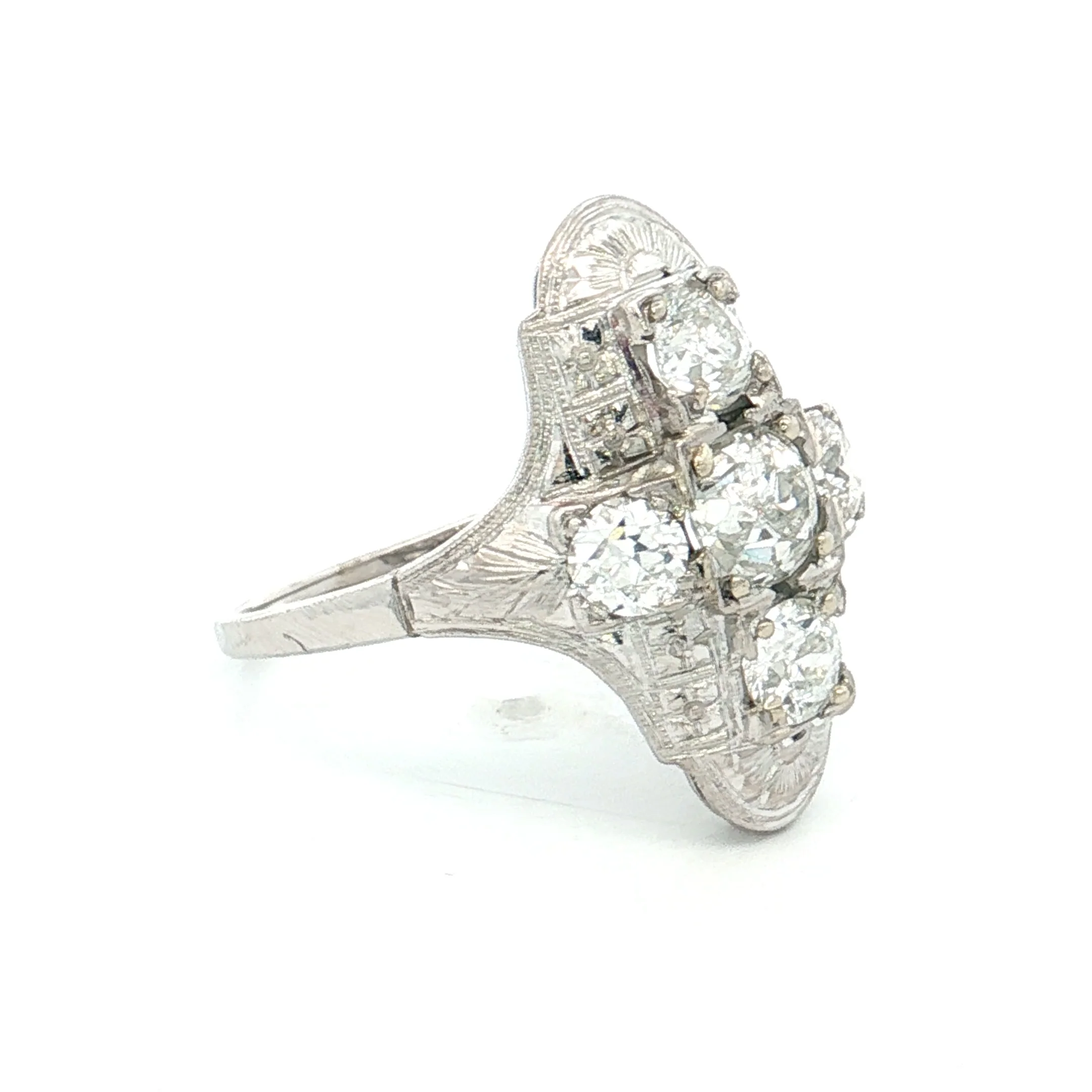.81 Antique Art Deco Diamond Cocktail Ring 18k - Image 3