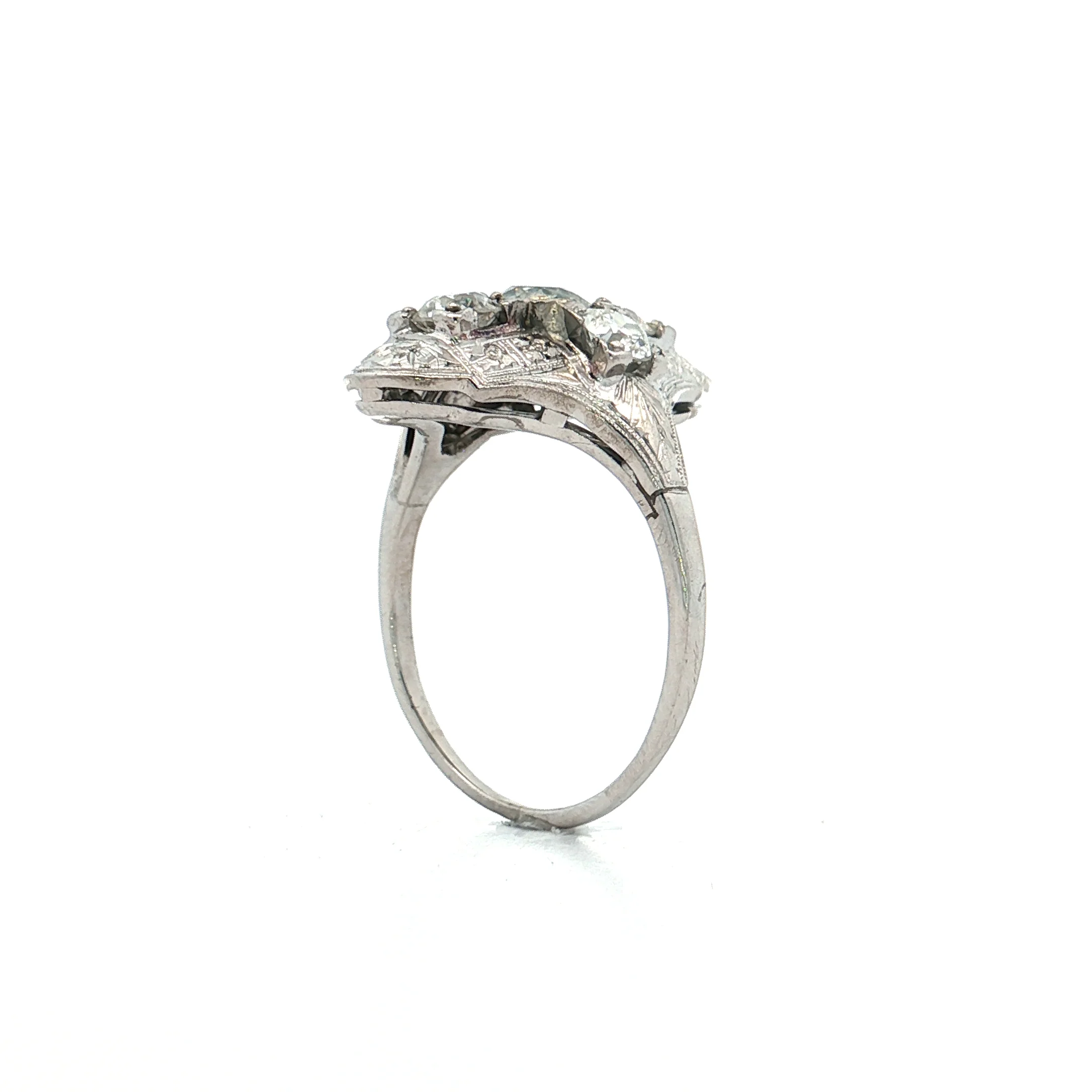 .81 Antique Art Deco Diamond Cocktail Ring 18k - Image 5