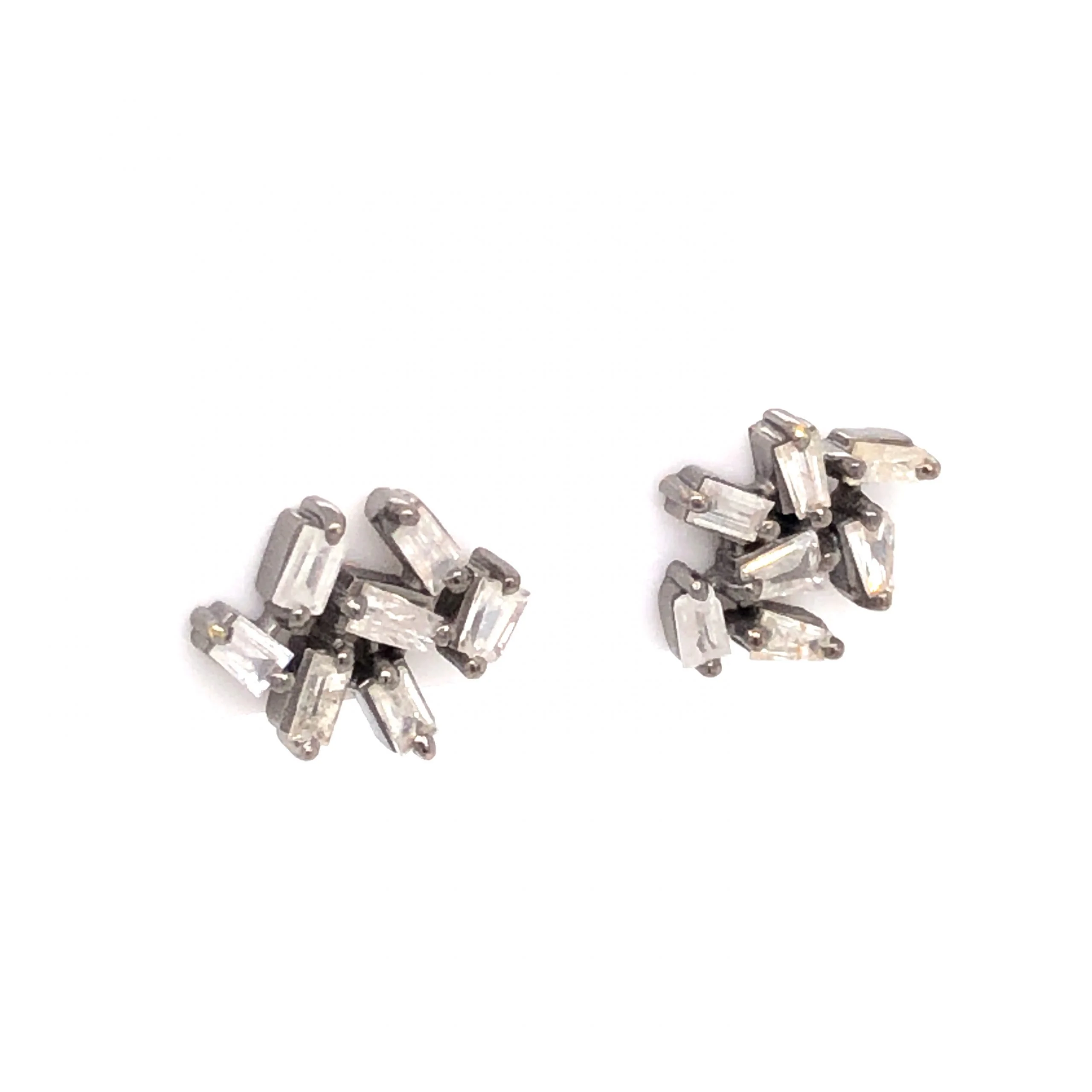 .81 Baguette Diamond Earrings in Sterling Silver - Image 3