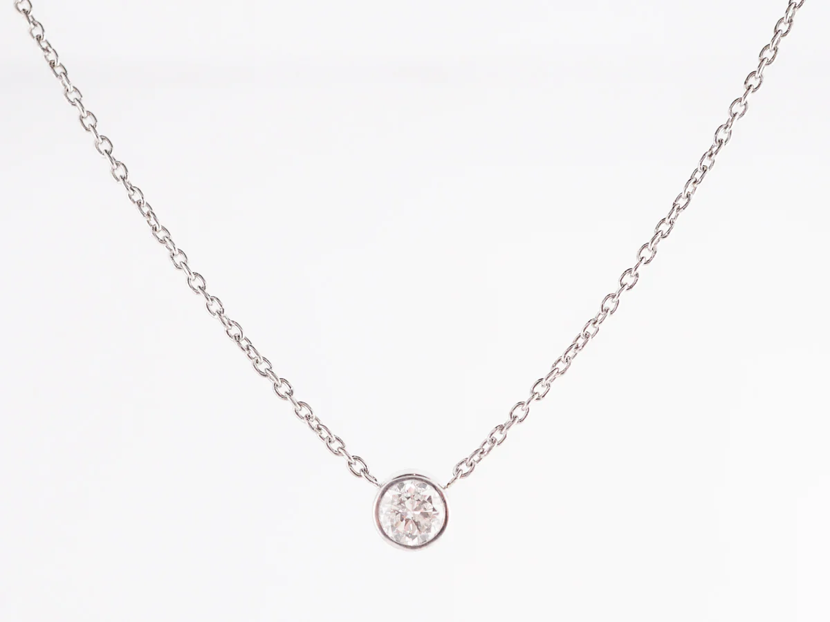 .81 Bezel Set Diamond Necklace in 14k White Gold