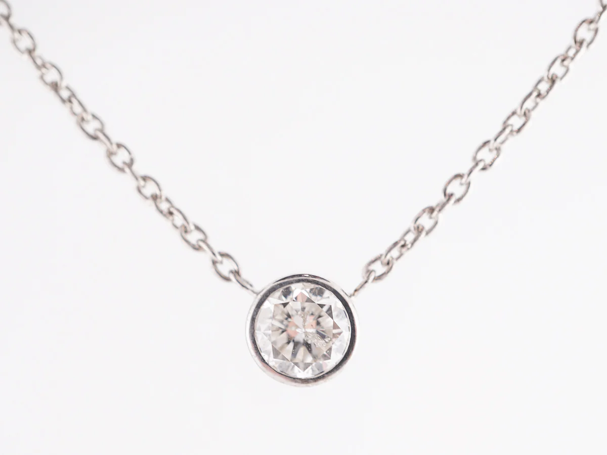 .81 Bezel Set Diamond Necklace in 14k White Gold - Image 2