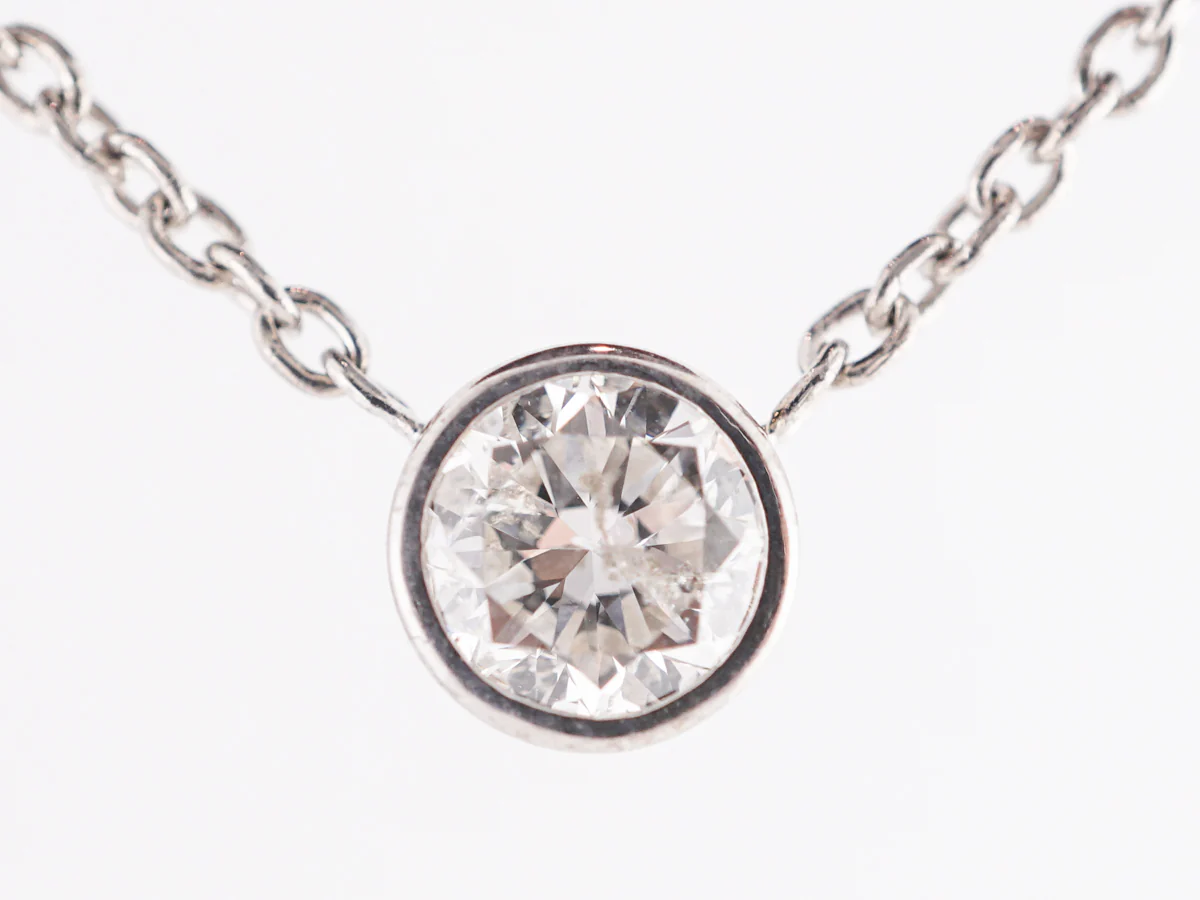 .81 Bezel Set Diamond Necklace in 14k White Gold - Image 3