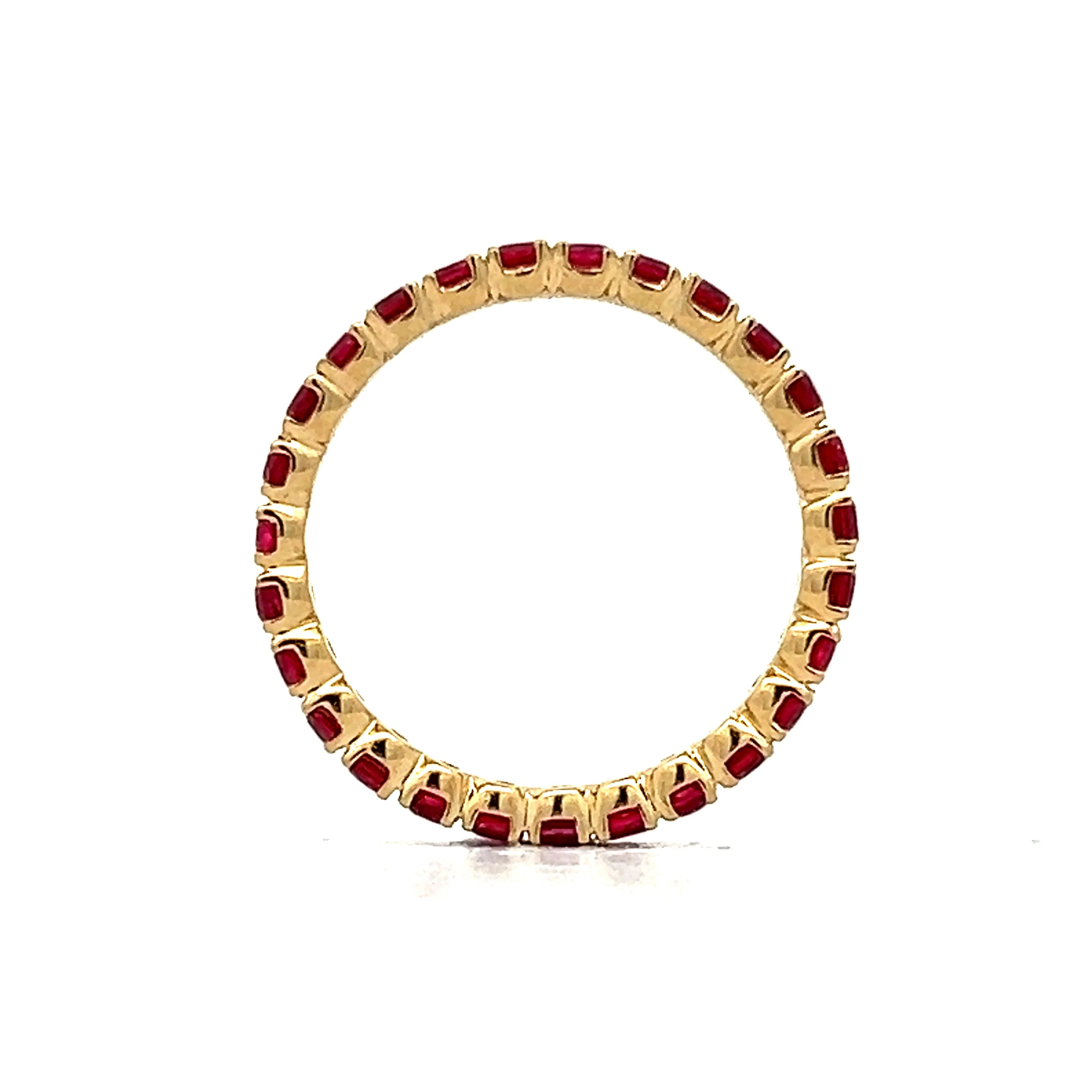 .81 Round Ruby Eternity Stacking Band in 14k Yellow Gold - Image 4