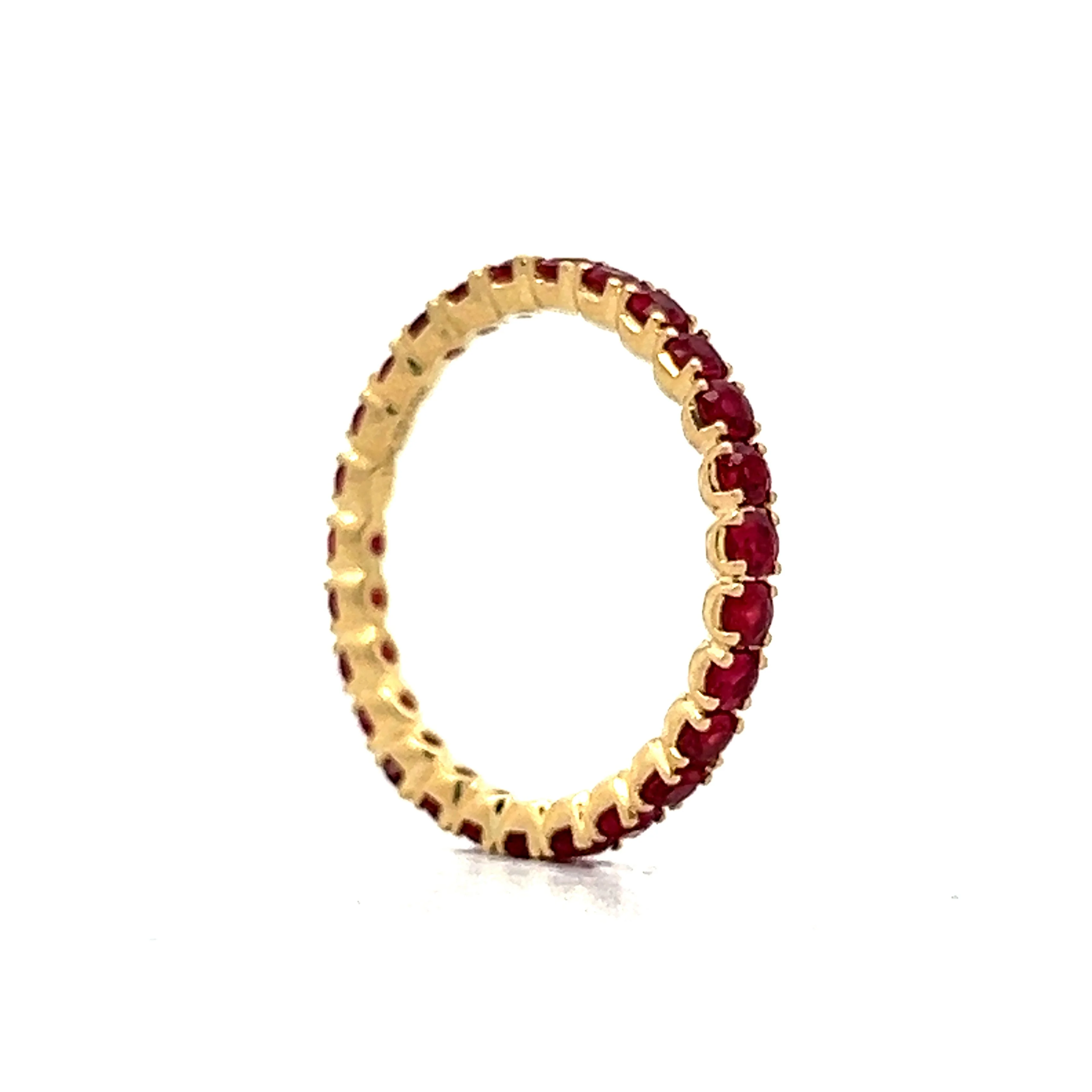 .81 Round Ruby Eternity Stacking Band in 14k Yellow Gold - Image 5