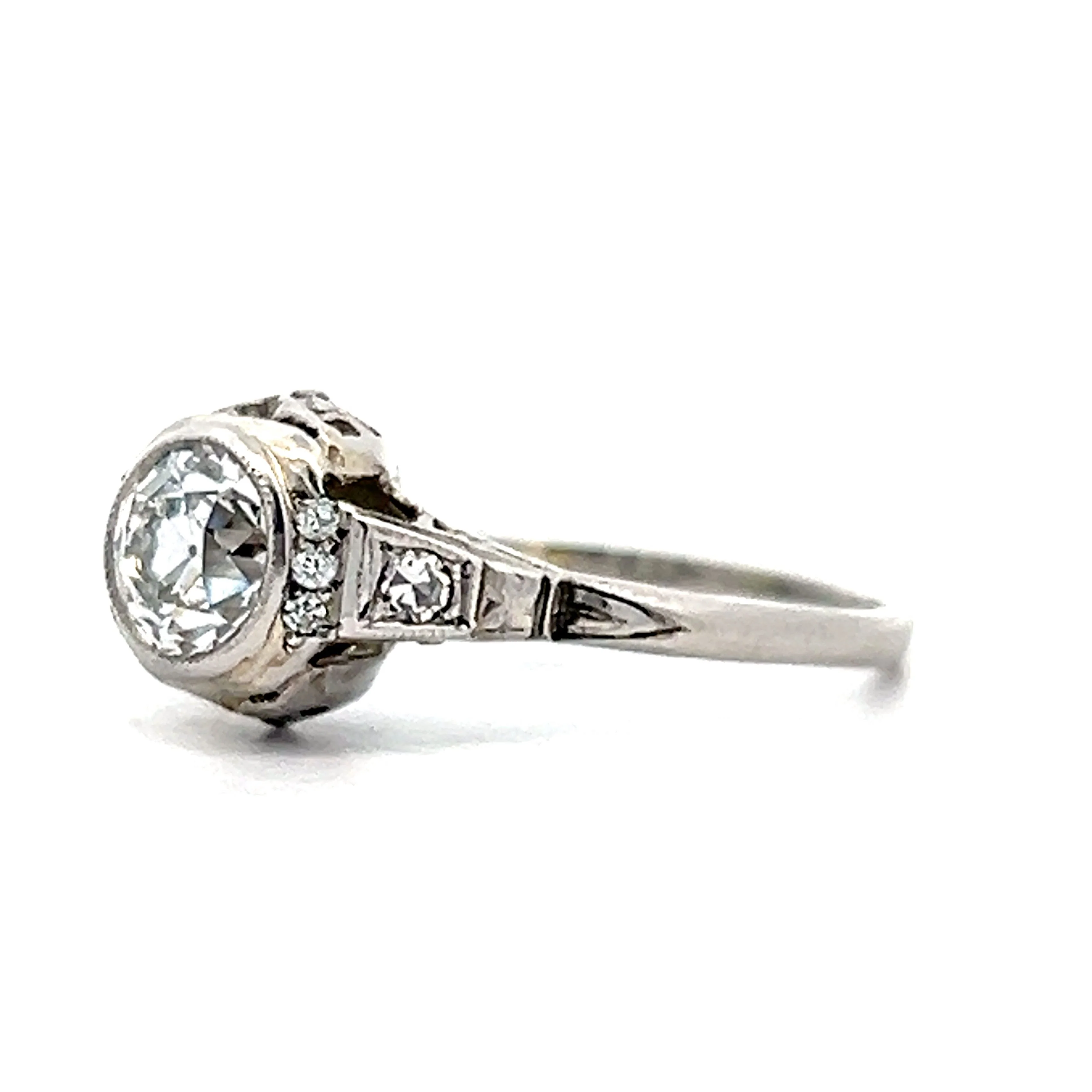 .82 Art Deco Bezel Diamond Bezel Engagement Ring in Platinum - Image 2
