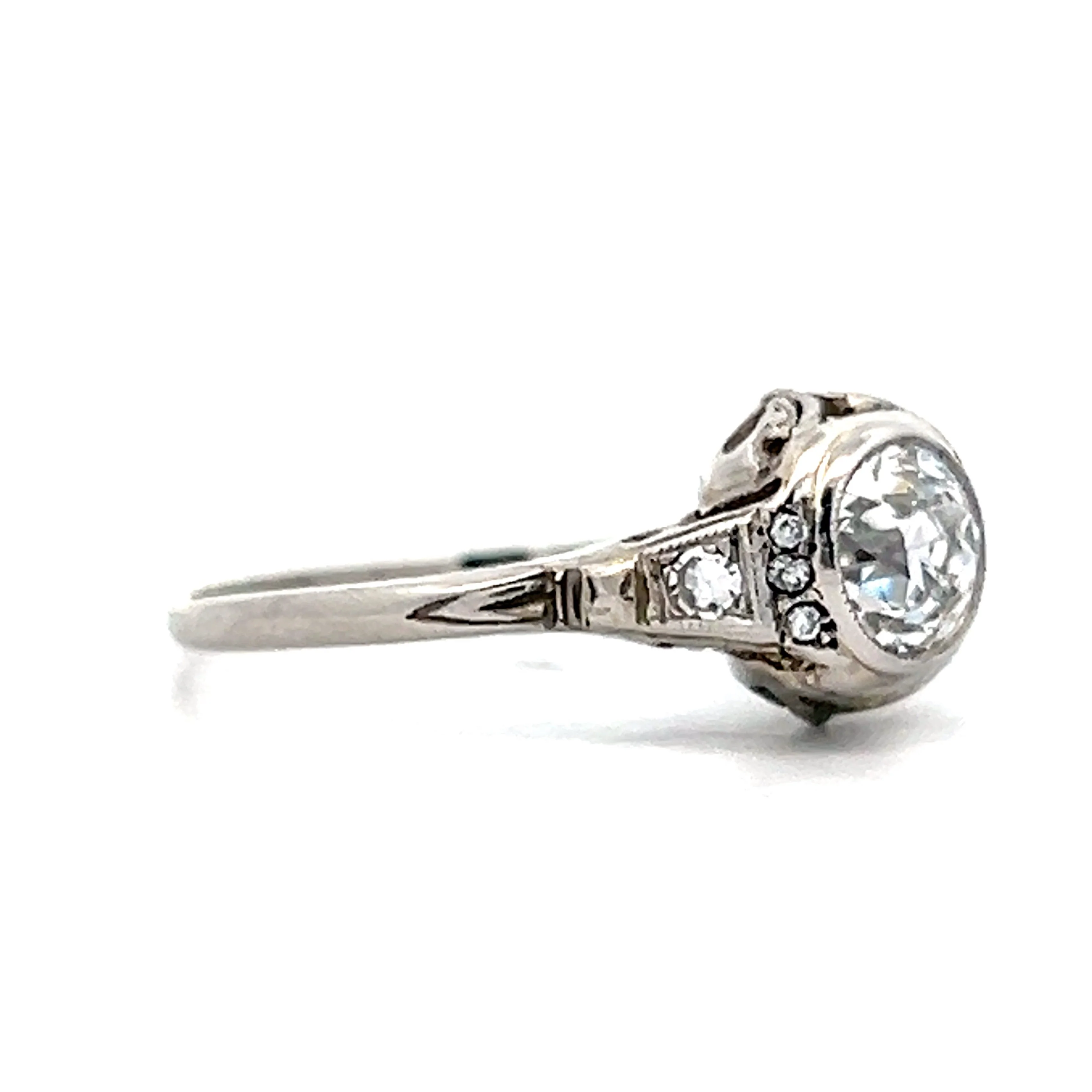 .82 Art Deco Bezel Diamond Bezel Engagement Ring in Platinum - Image 3