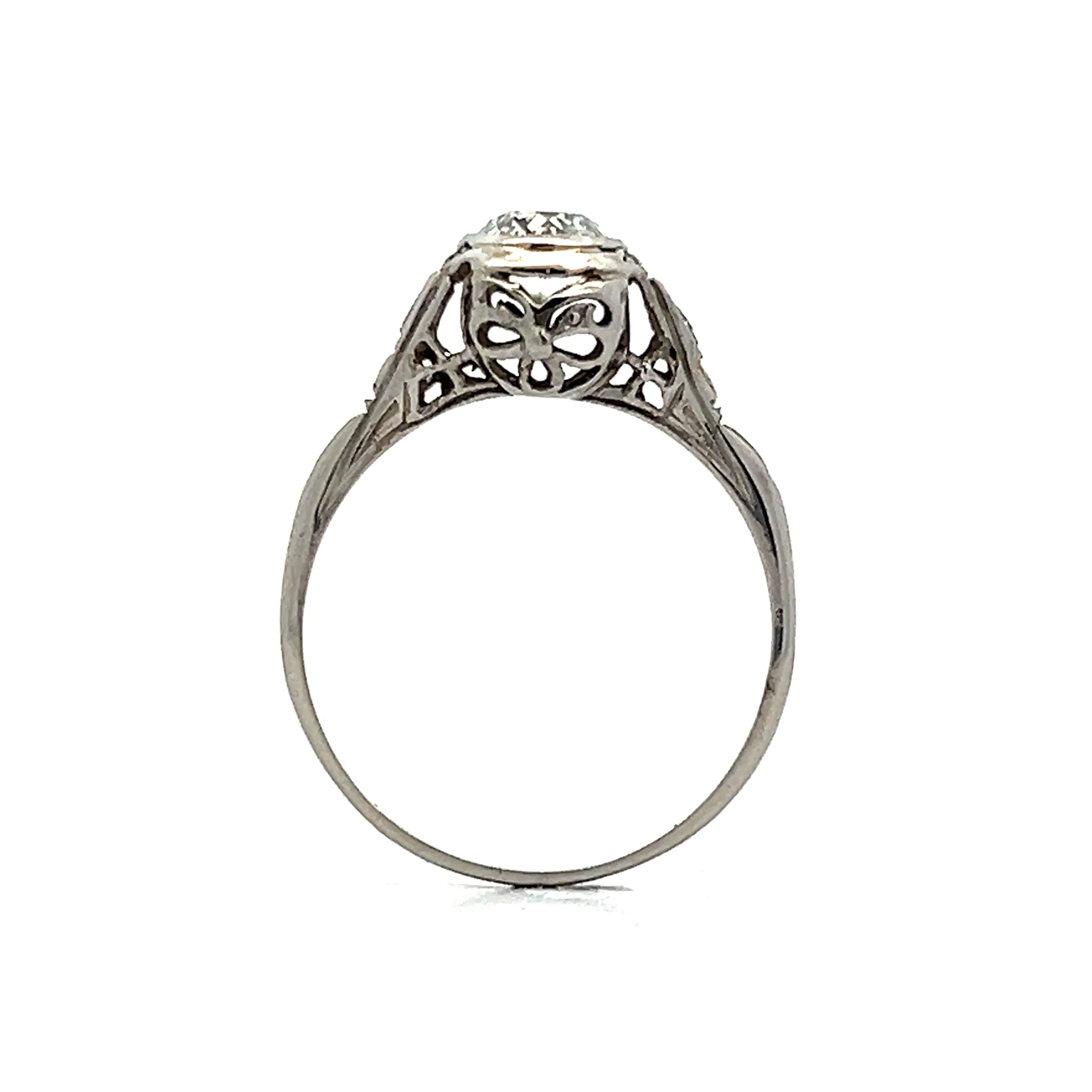 .82 Art Deco Bezel Diamond Bezel Engagement Ring in Platinum - Image 4