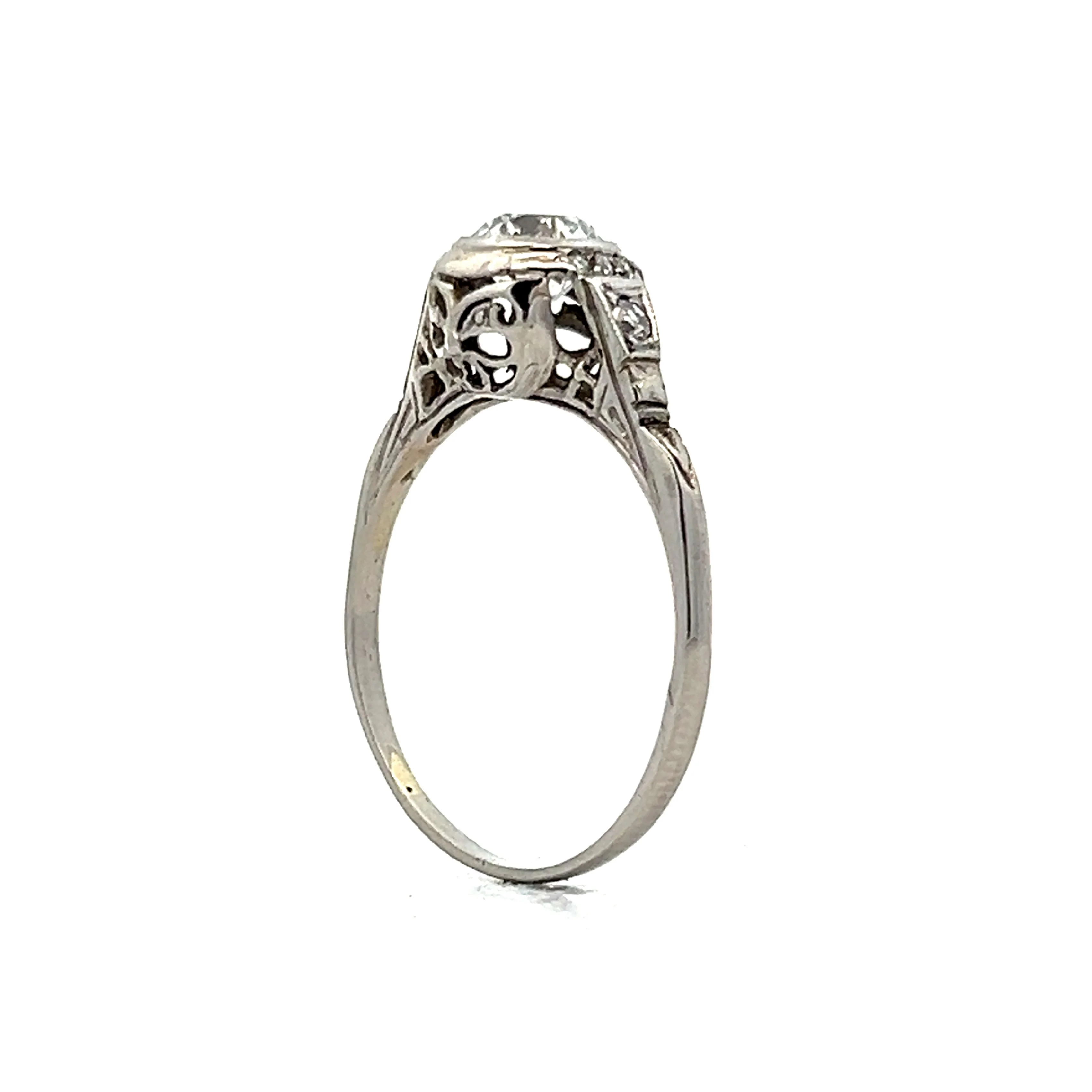 .82 Art Deco Bezel Diamond Bezel Engagement Ring in Platinum - Image 5