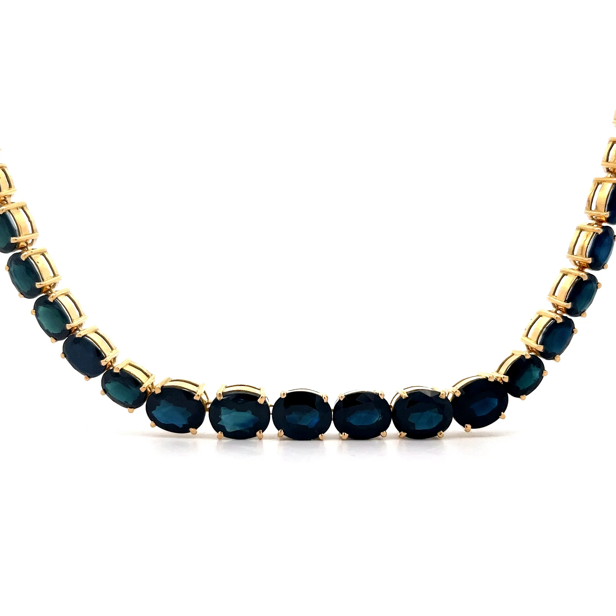 82 Carat Oval Sapphire Statement Necklace 18k Yellow Gold