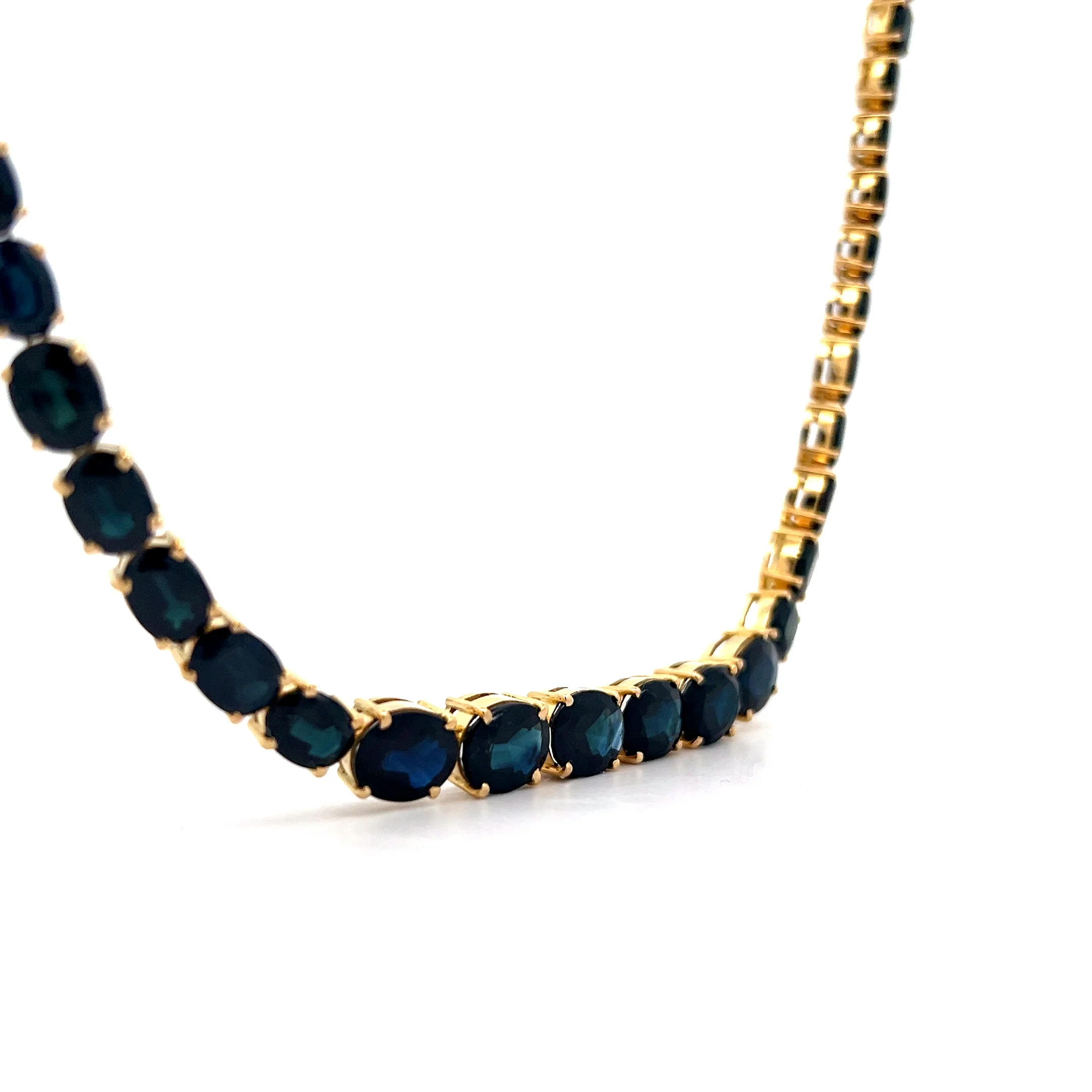 82 Carat Oval Sapphire Statement Necklace 18k Yellow Gold - Image 2