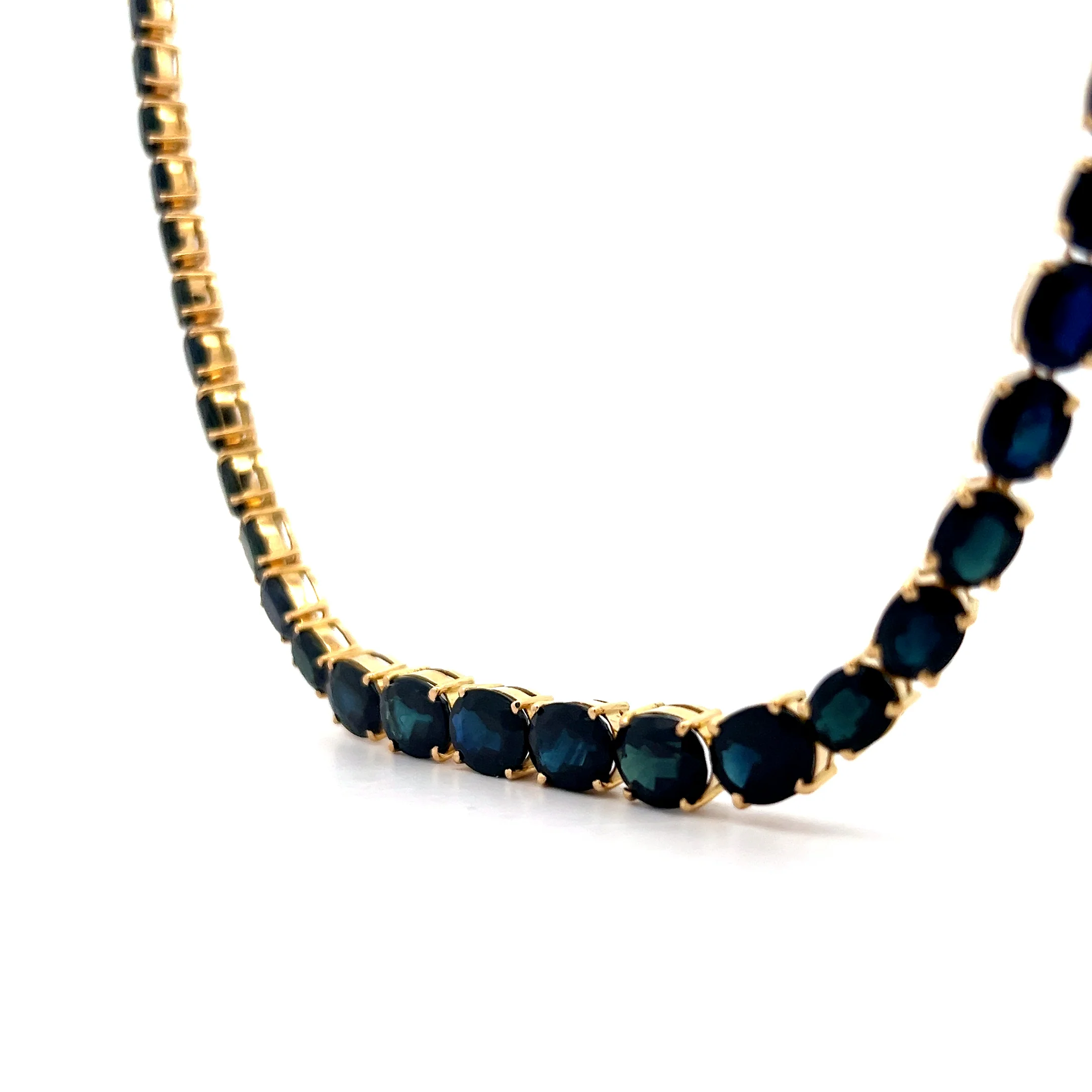 82 Carat Oval Sapphire Statement Necklace 18k Yellow Gold - Image 3
