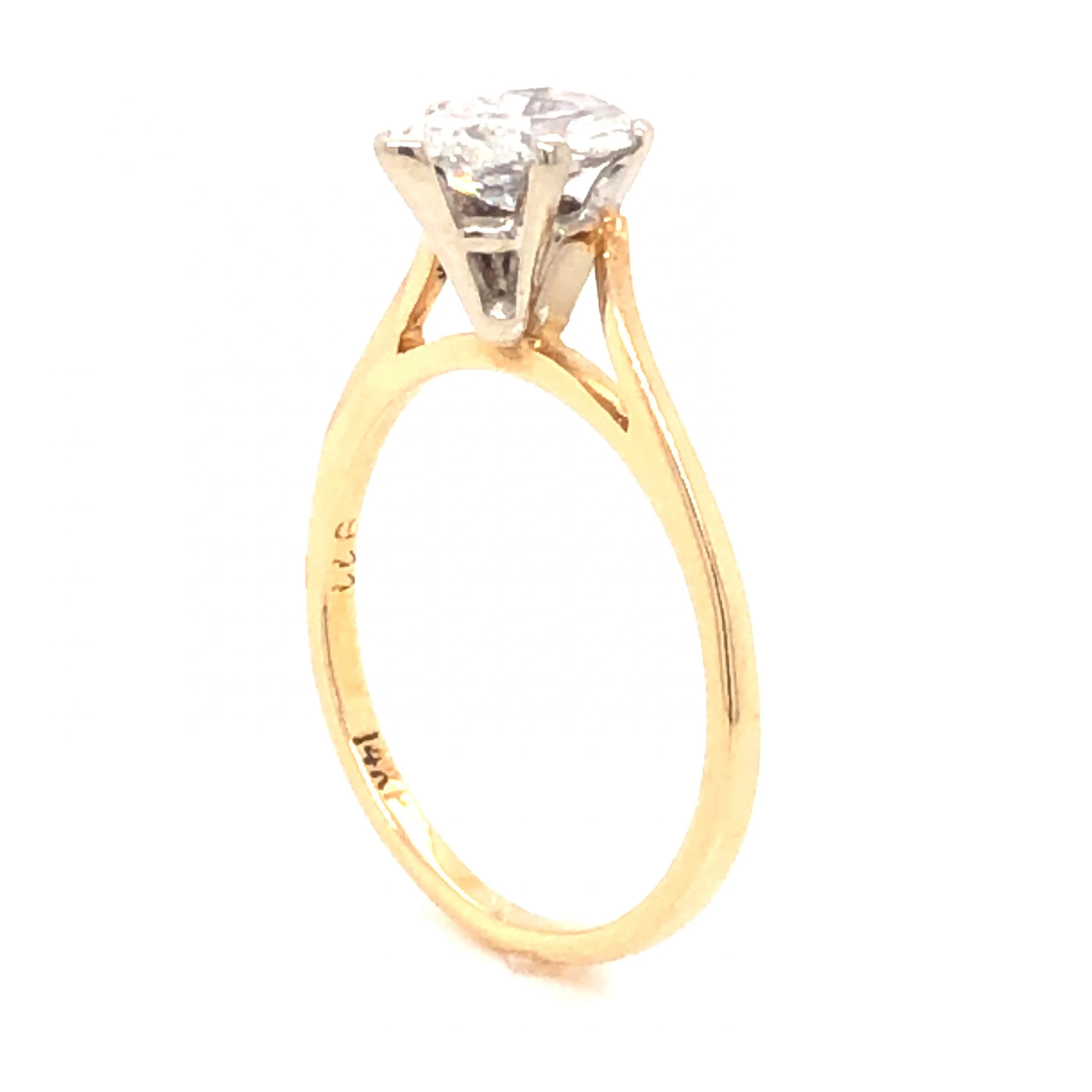 .82 Mid-Century Pear Cut Solitaire Diamond Engagement Ring - Image 6