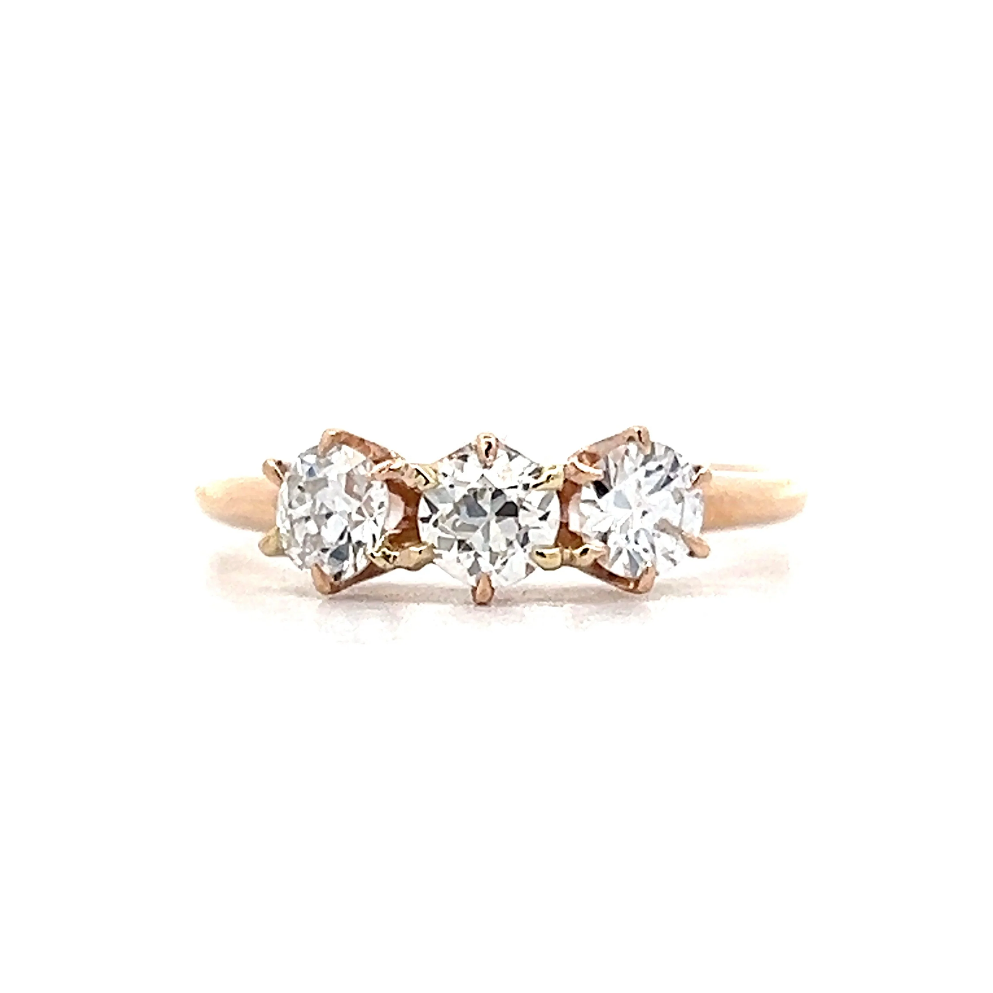 .82 Three Stone Diamond Engagement Ring in 10k Rose Gold