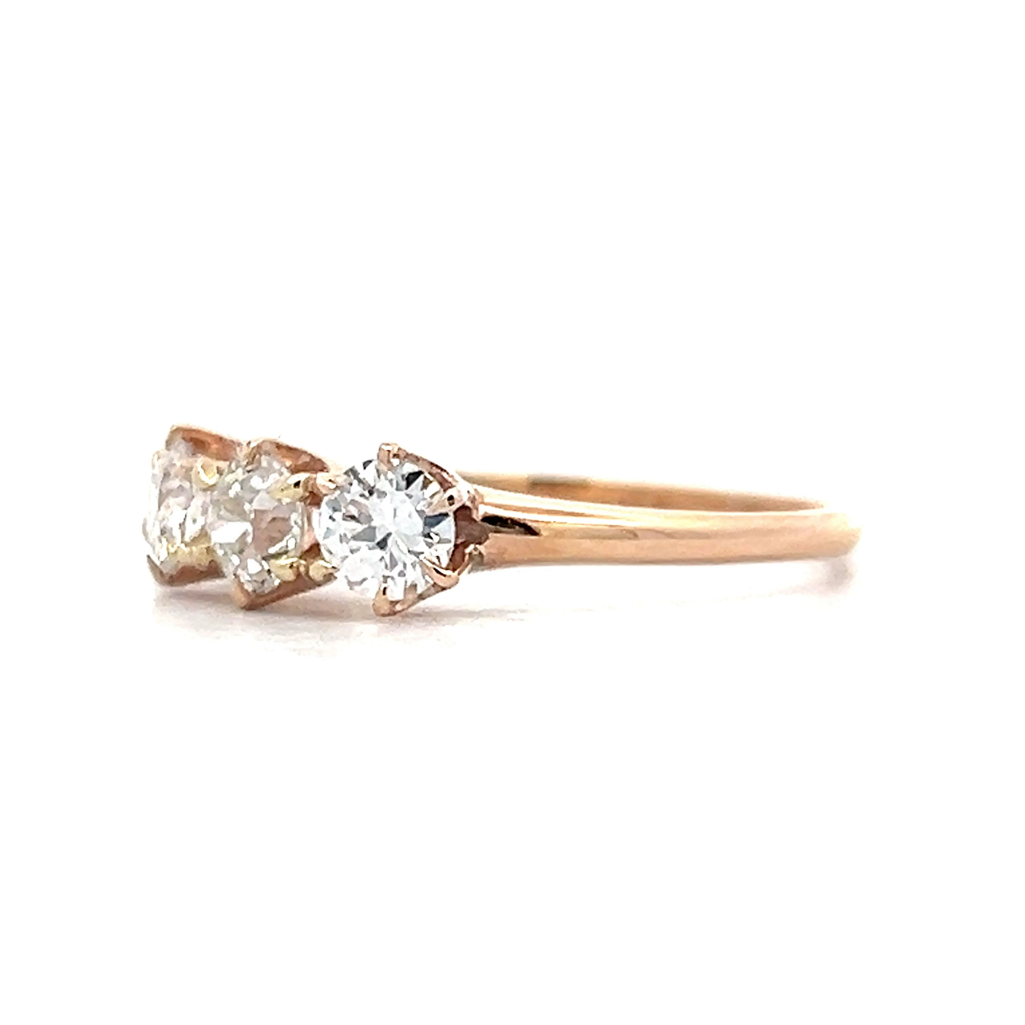 .82 Three Stone Diamond Engagement Ring in 10k Rose Gold - Image 2