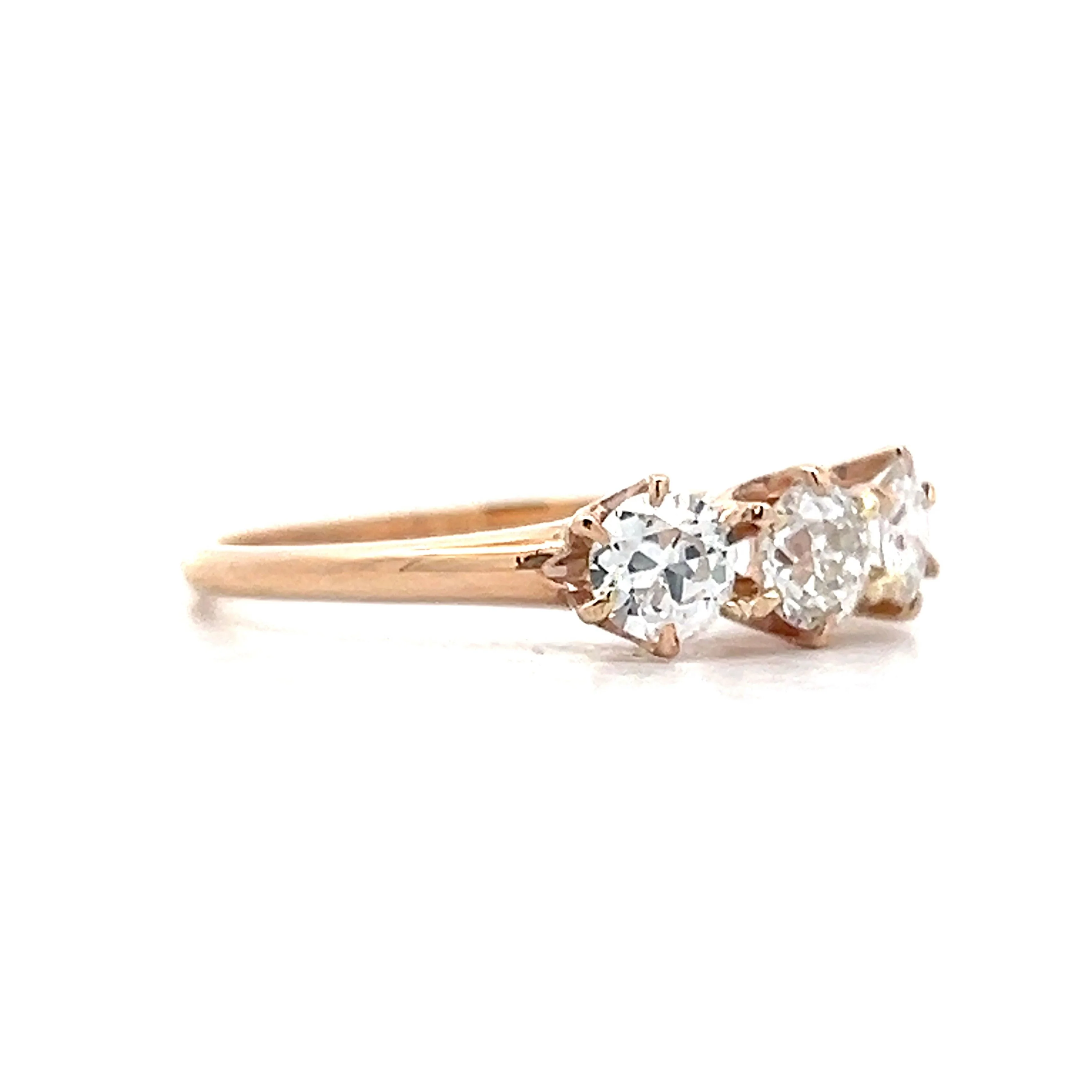 .82 Three Stone Diamond Engagement Ring in 10k Rose Gold - Image 3