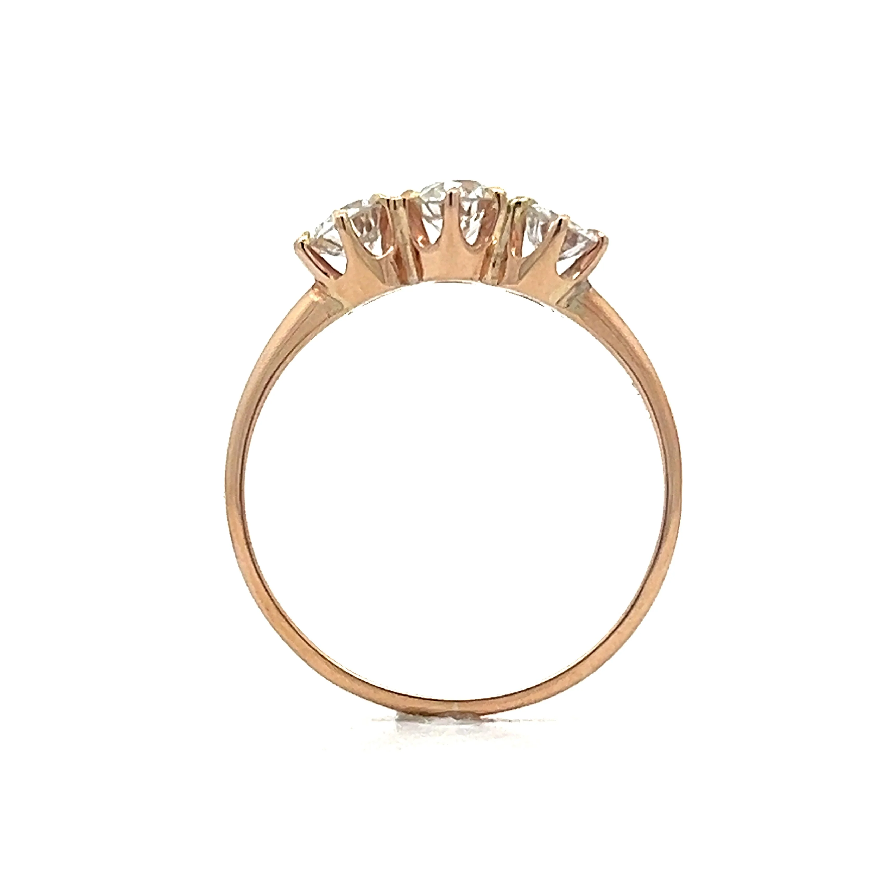 .82 Three Stone Diamond Engagement Ring in 10k Rose Gold - Image 4