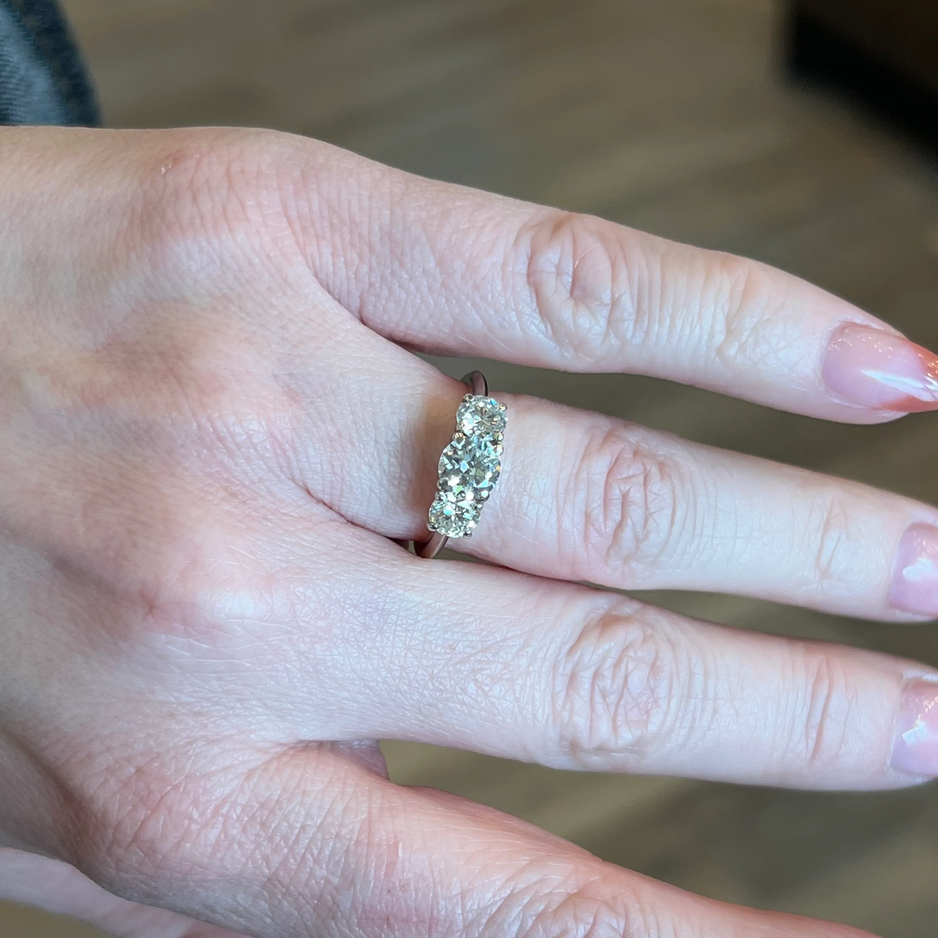 .82 Three Stone Diamond Engagement Ring in Platinum - Image 6
