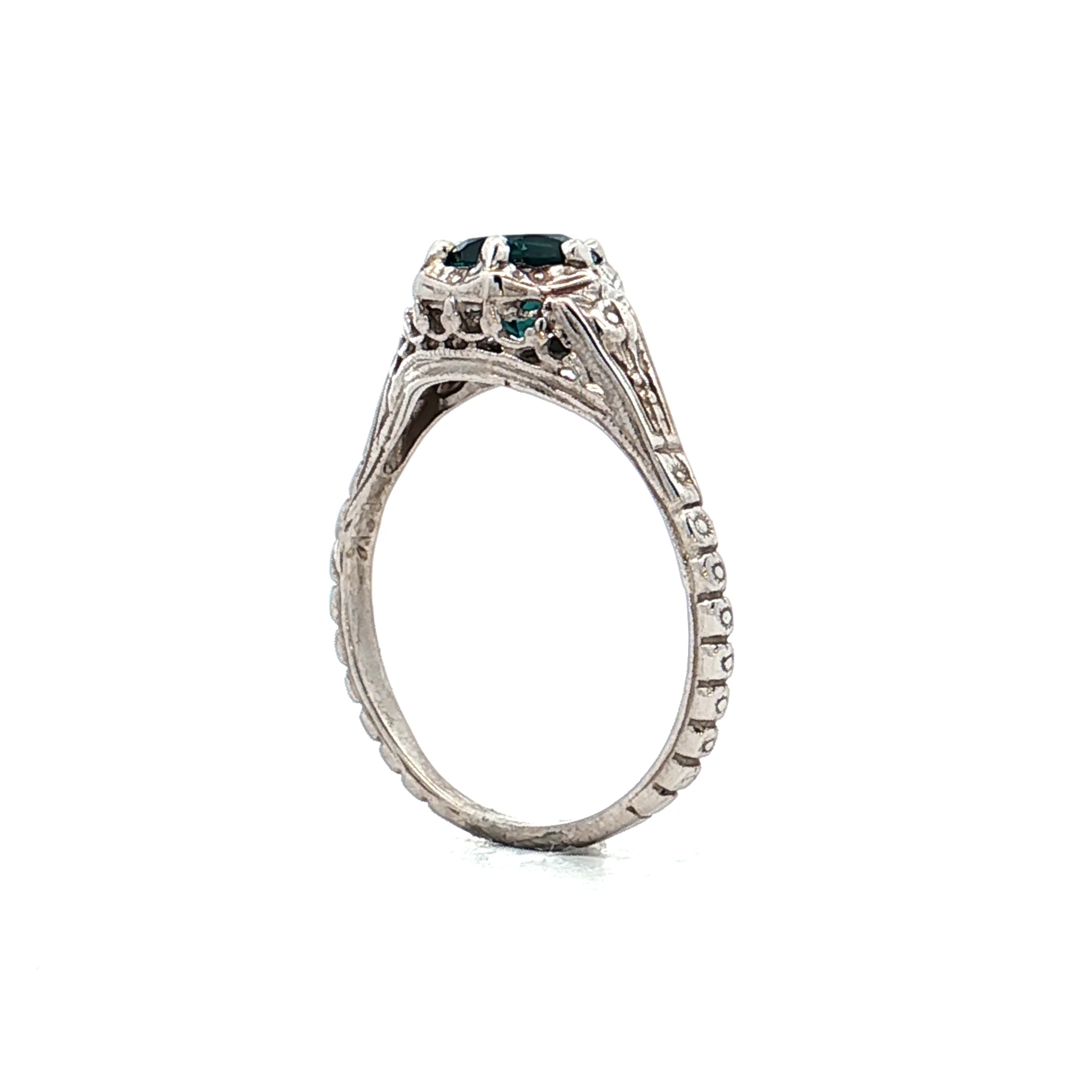 .83 Art Deco Tourmaline Engagement Ring in 14k - Image 5