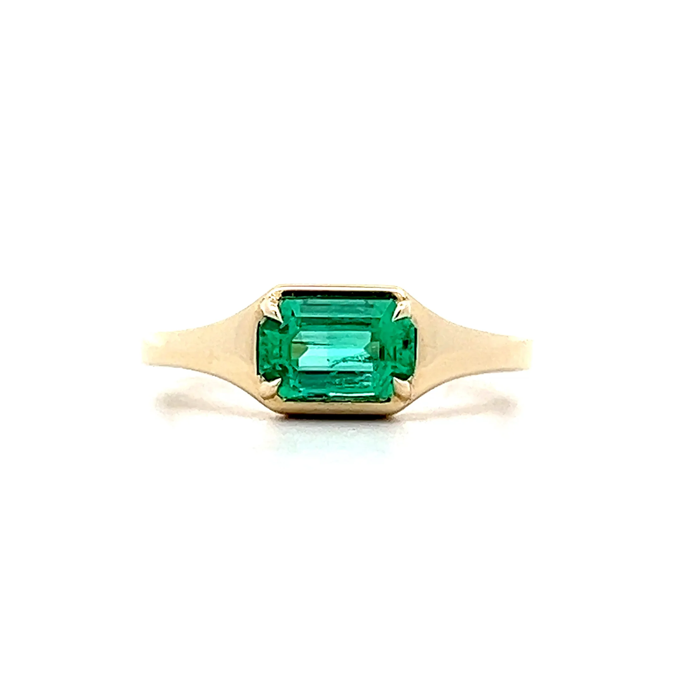 .83 Emerald Solitaire Engagement Ring in 14k Yellow Gold