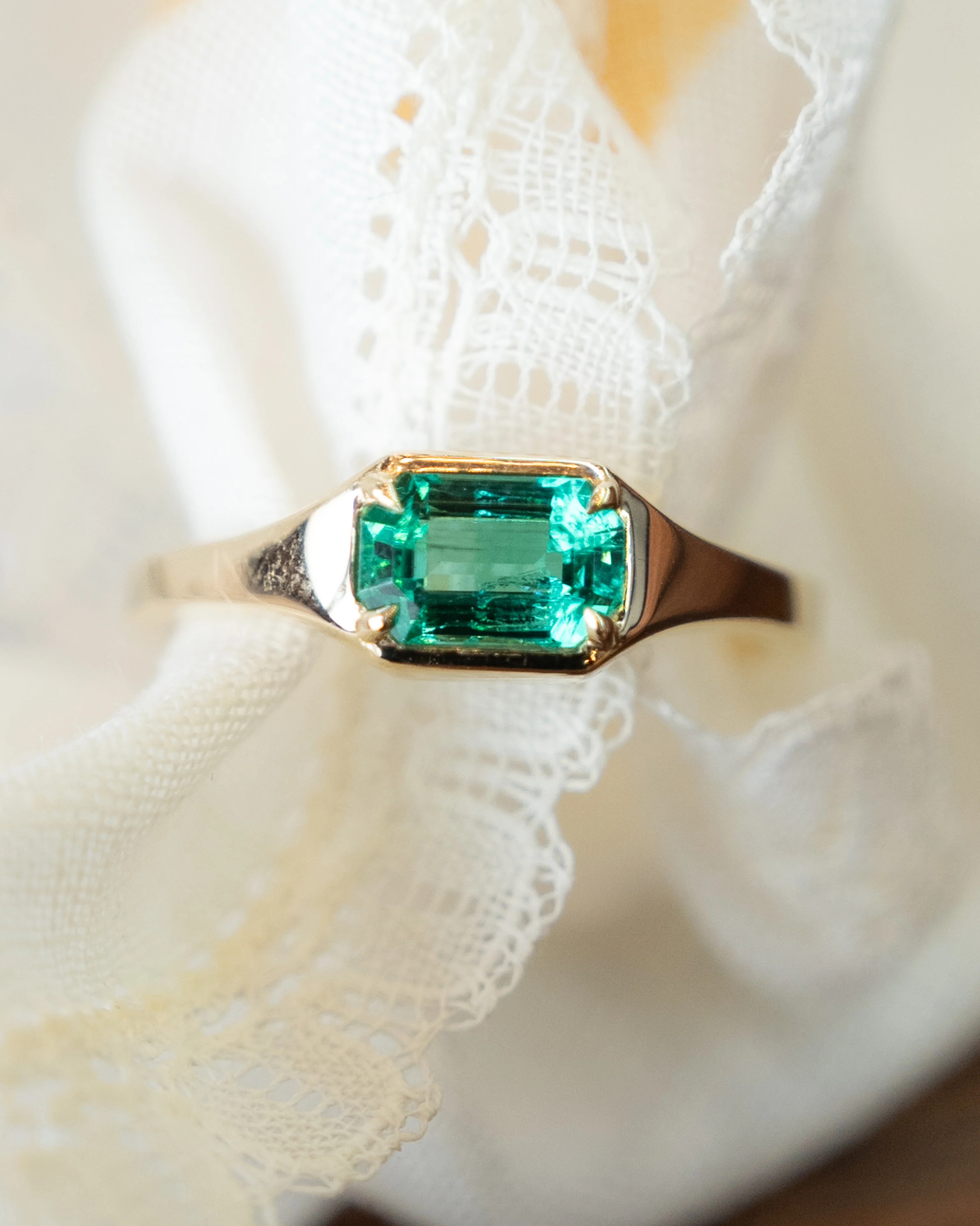 .83 Emerald Solitaire Engagement Ring in 14k Yellow Gold - Image 6