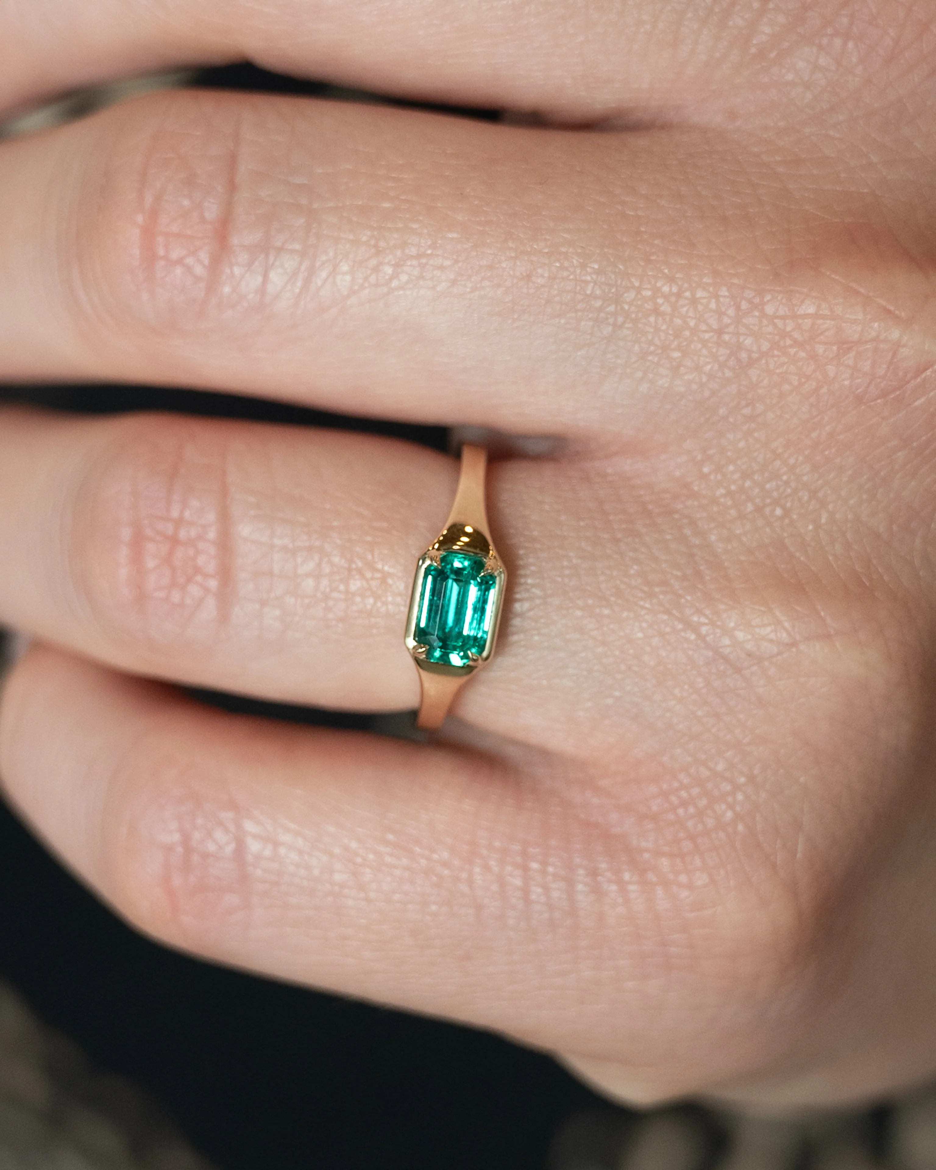 .83 Emerald Solitaire Engagement Ring in 14k Yellow Gold - Image 7