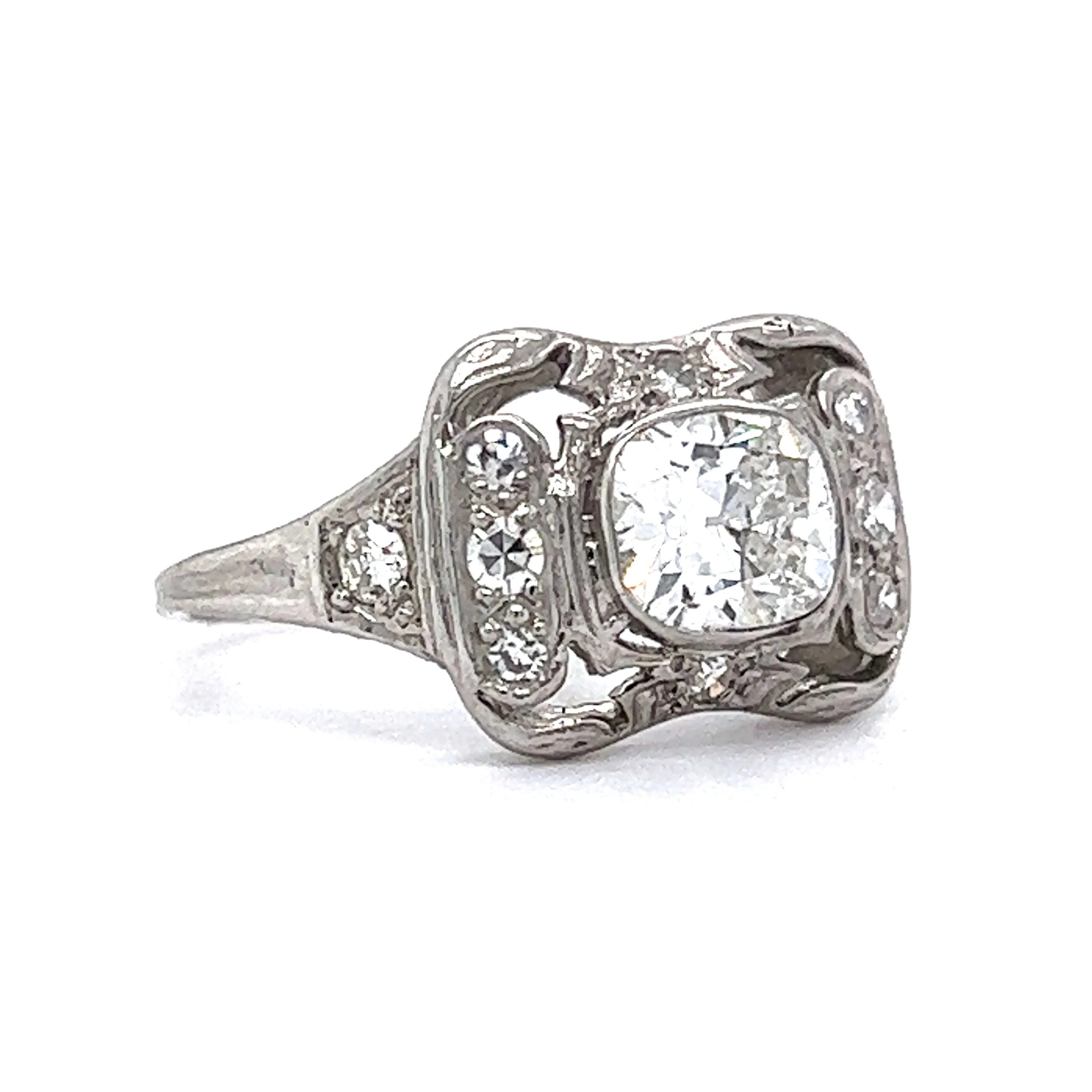 .84 Art Deco Cushion Diamond Engagement Ring in Platinum - Image 3