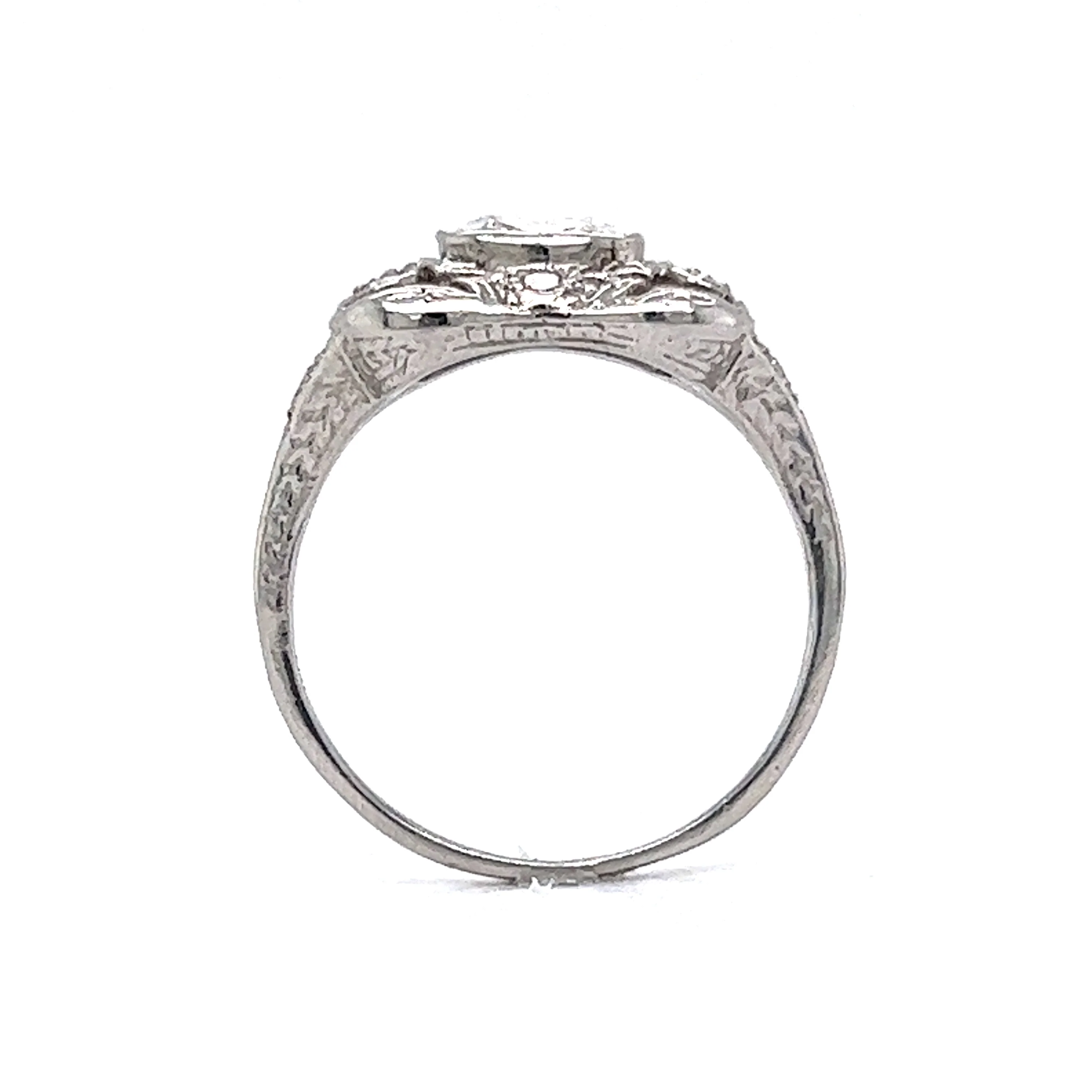.84 Art Deco Cushion Diamond Engagement Ring in Platinum - Image 4