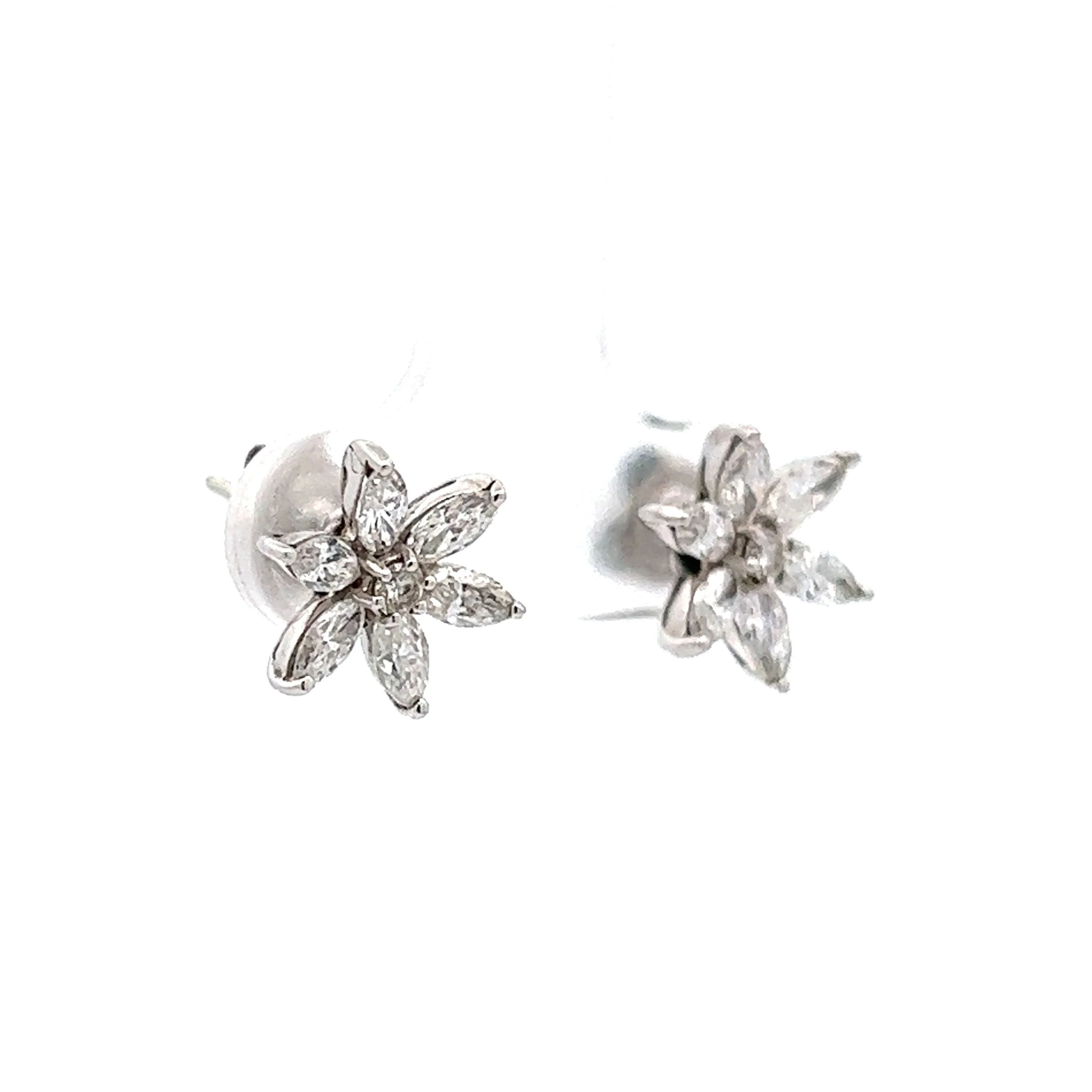 .84 Marquise Diamond Lily Stud Earrings in 14K White Gold - Image 3