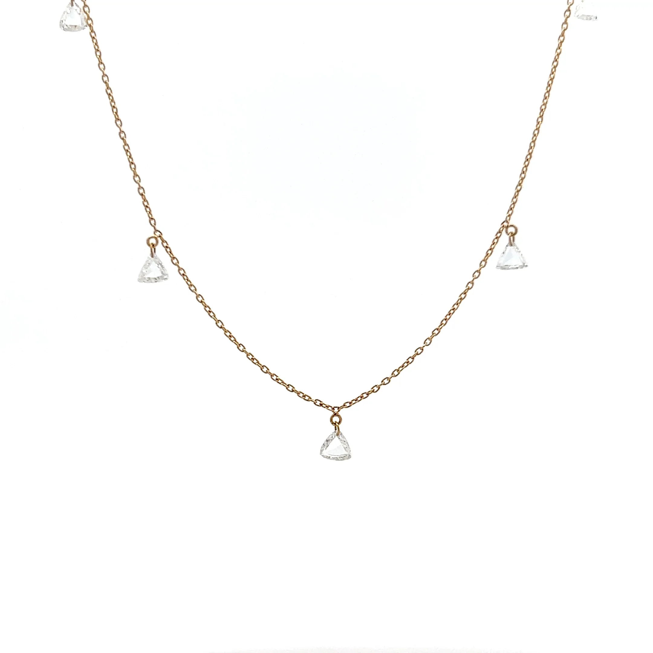 .84 Trilliant Rose Cut Diamond Necklace in 18k