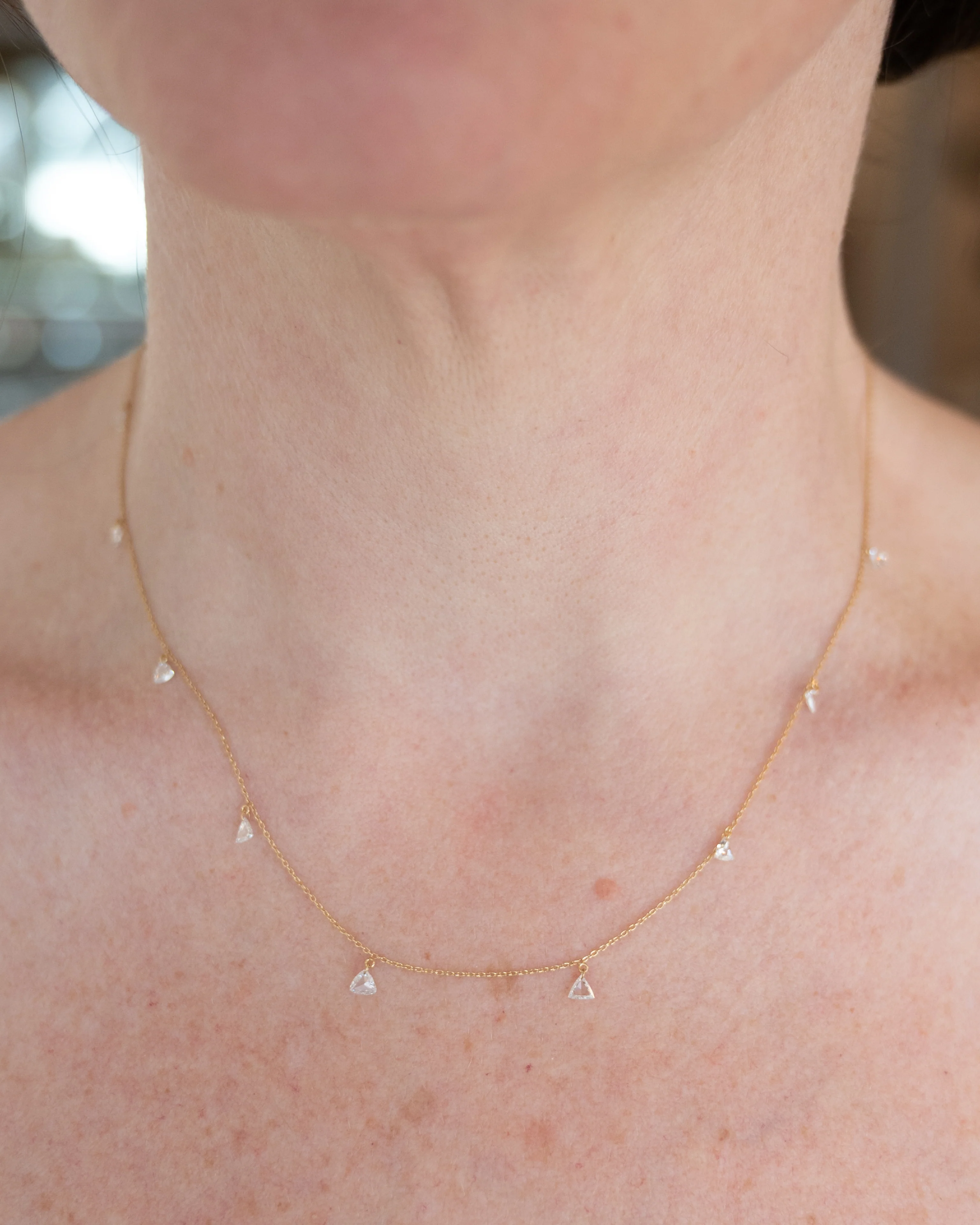 .84 Trilliant Rose Cut Diamond Necklace in 18k - Image 5