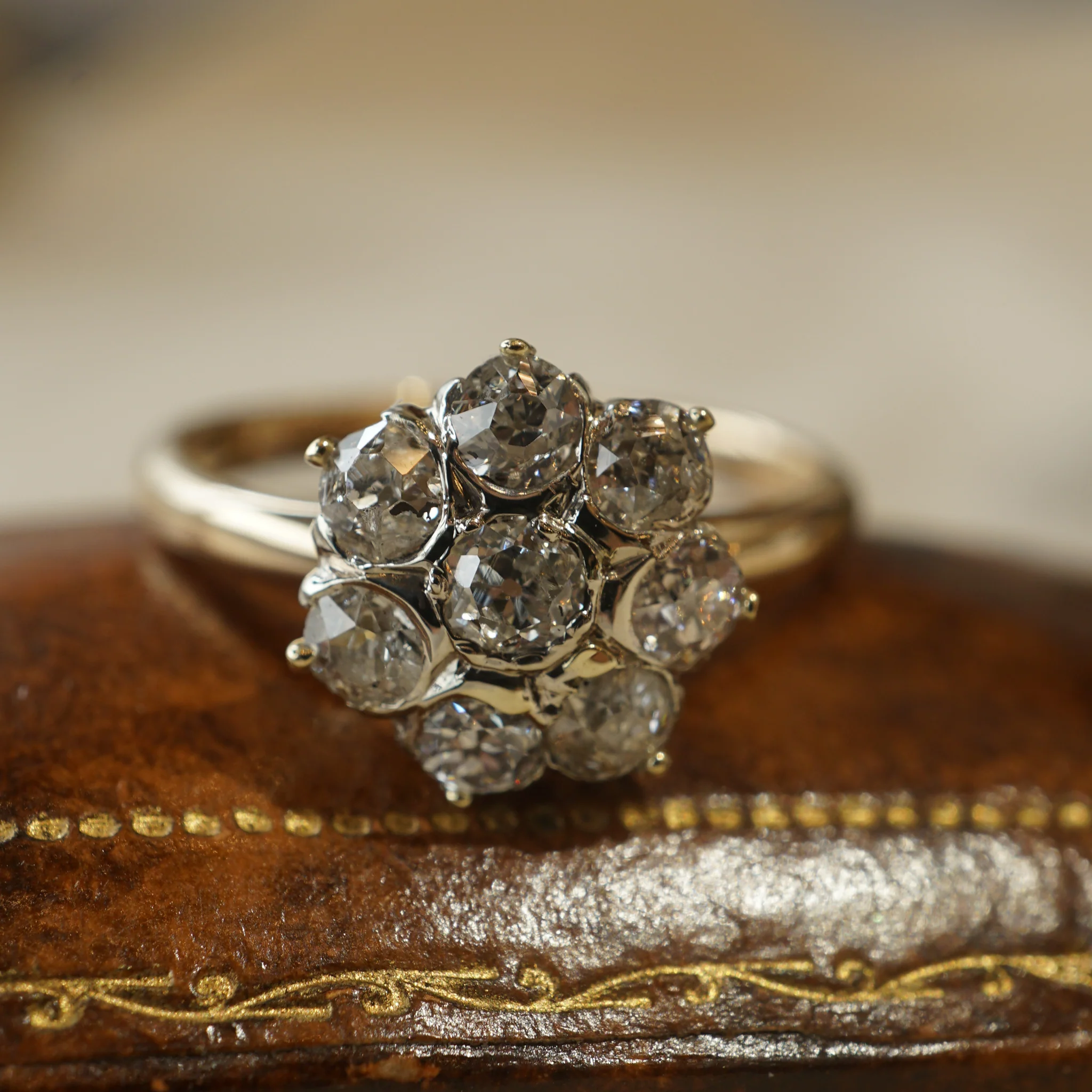 .84 Victorian Diamond Cluster Engagement Ring in 14k Gold - Image 6