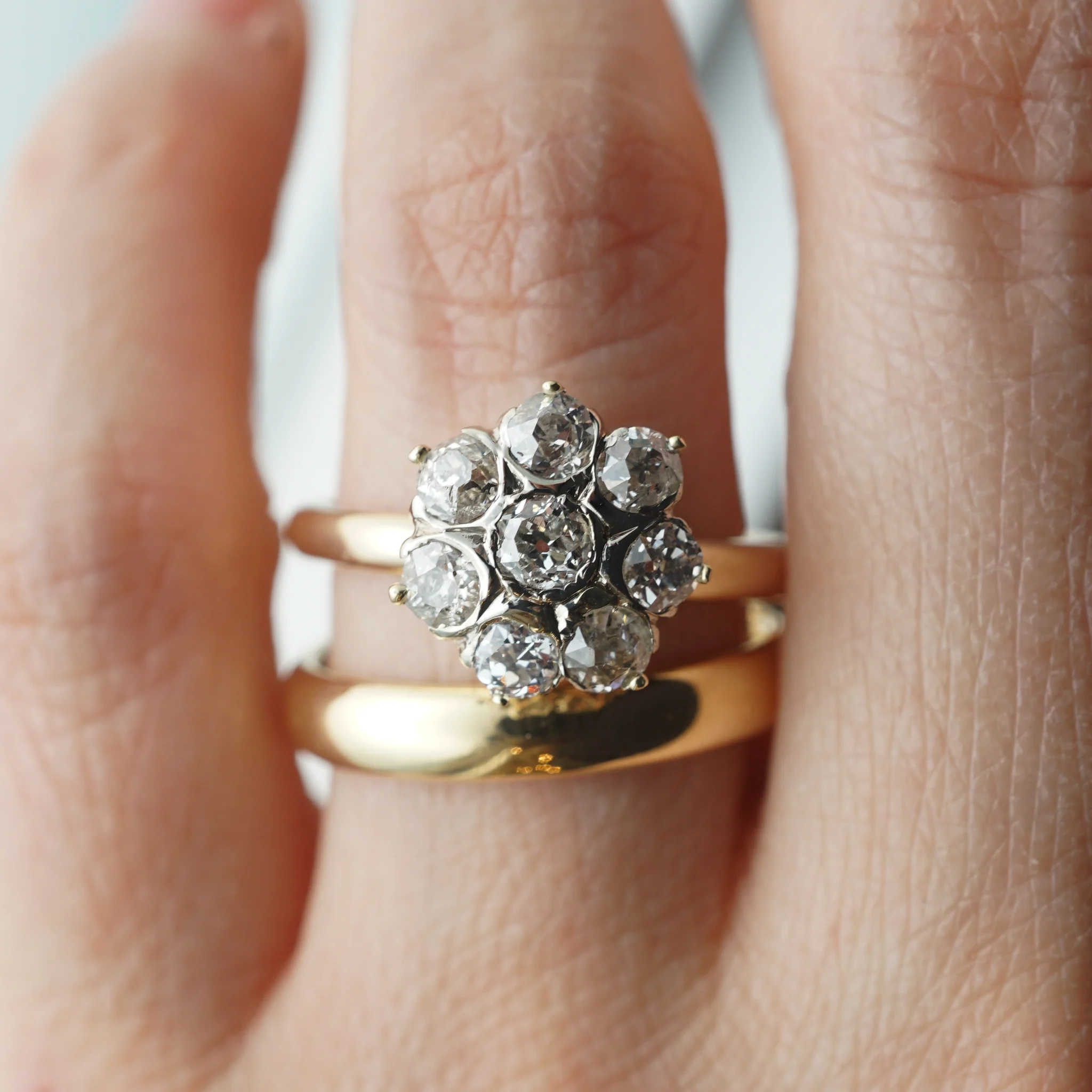 .84 Victorian Diamond Cluster Engagement Ring in 14k Gold - Image 7