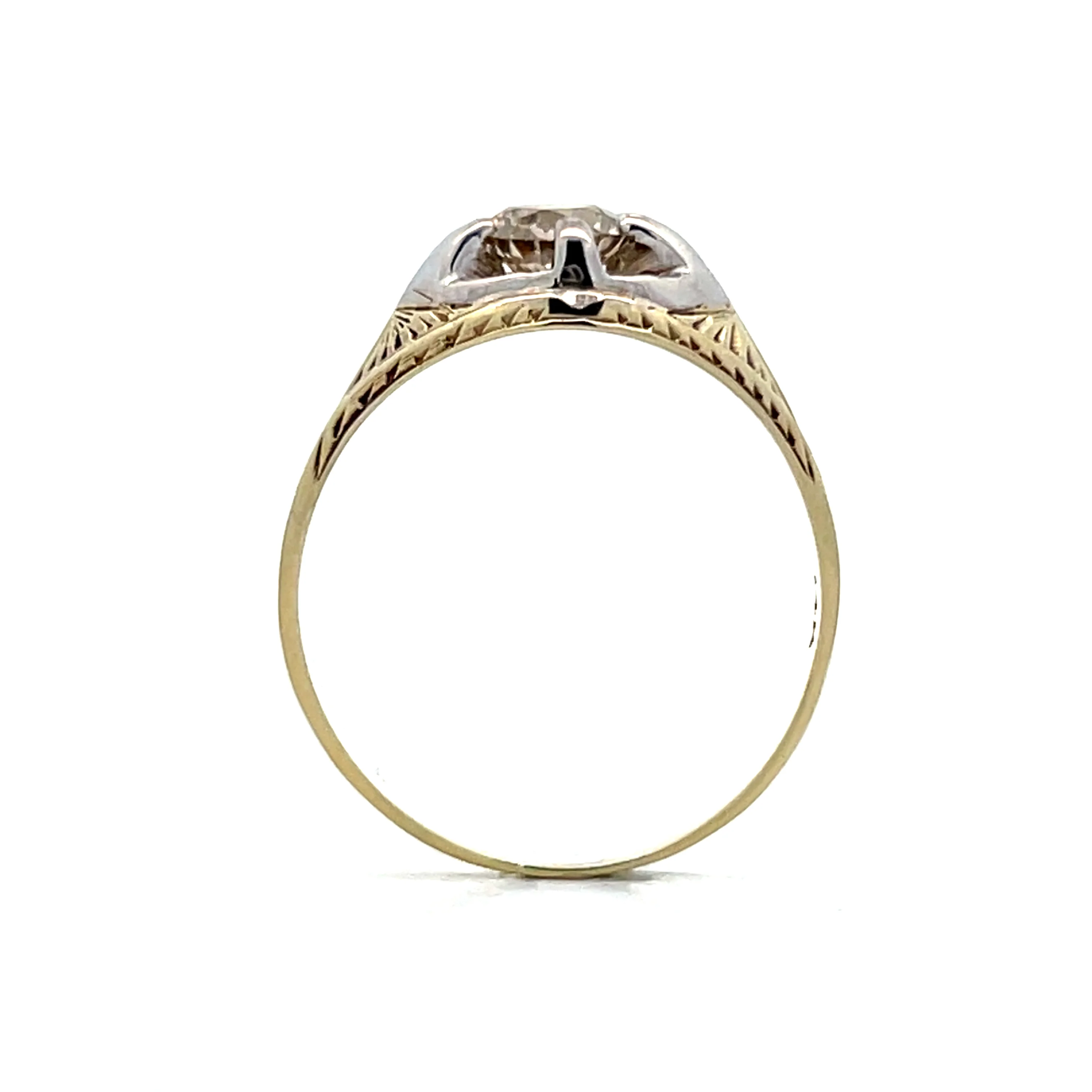.84 Vintage 1940s Retro Engagement Ring in 14k - Image 4