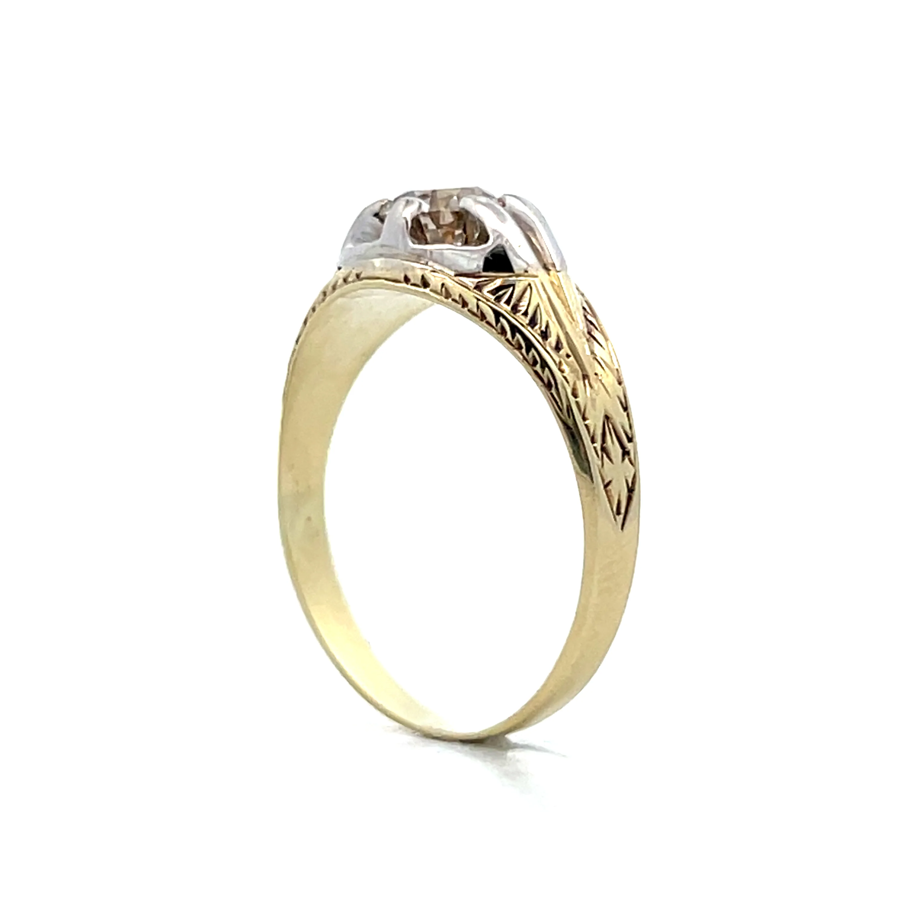 .84 Vintage 1940s Retro Engagement Ring in 14k - Image 5