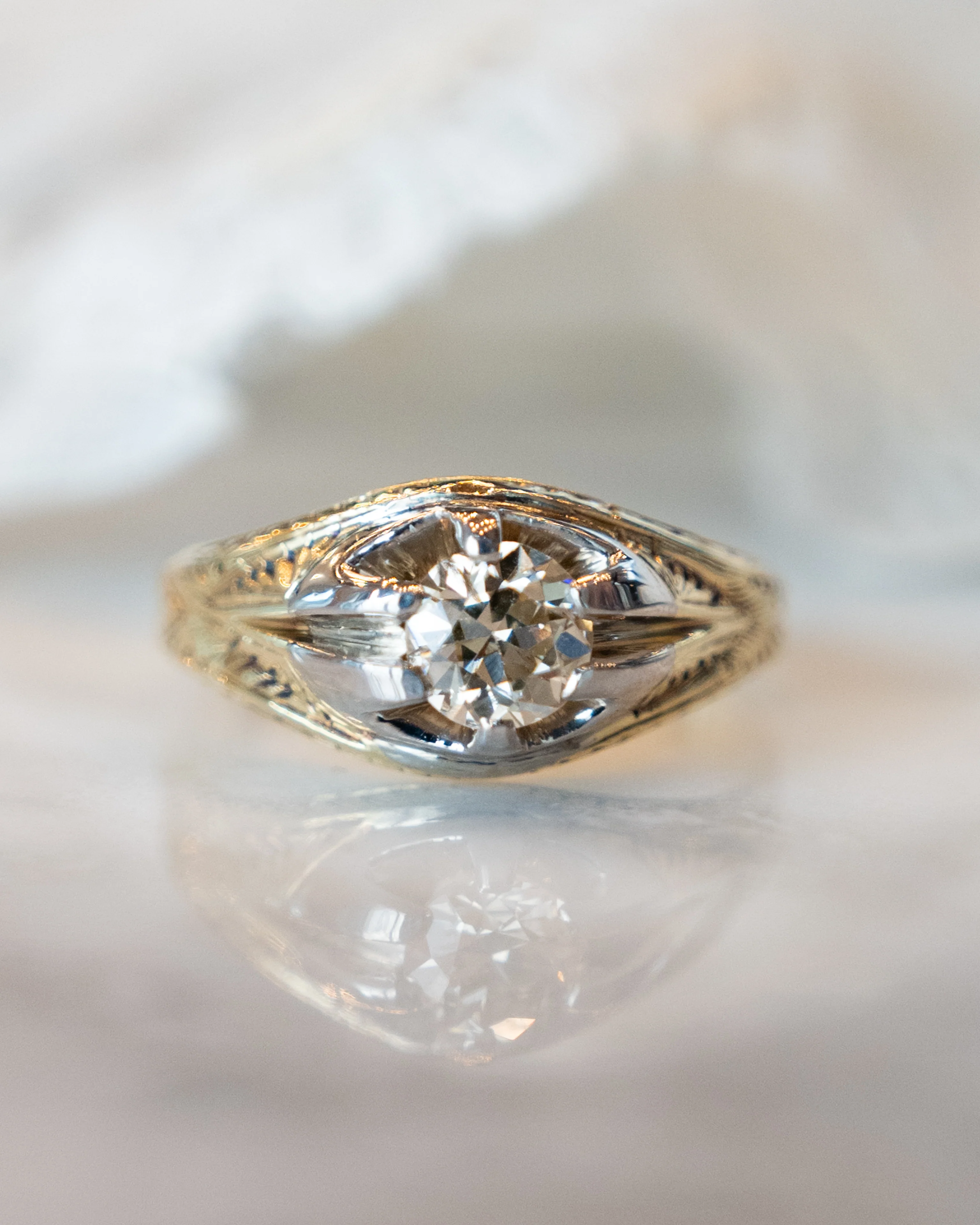 .84 Vintage 1940s Retro Engagement Ring in 14k - Image 6