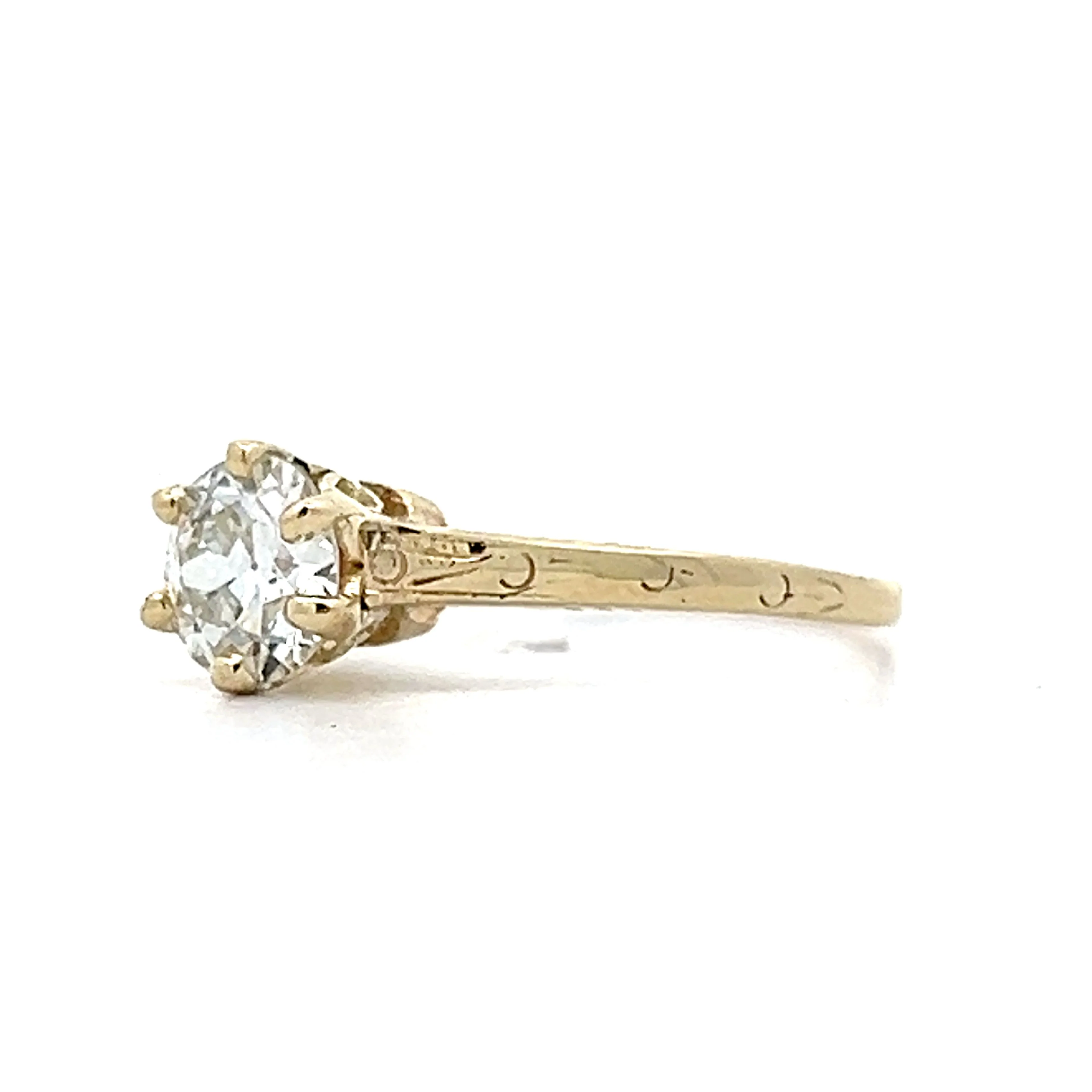 .90 Vintage Art Deco Engagement Ring in 14k Yellow Gold - Image 2