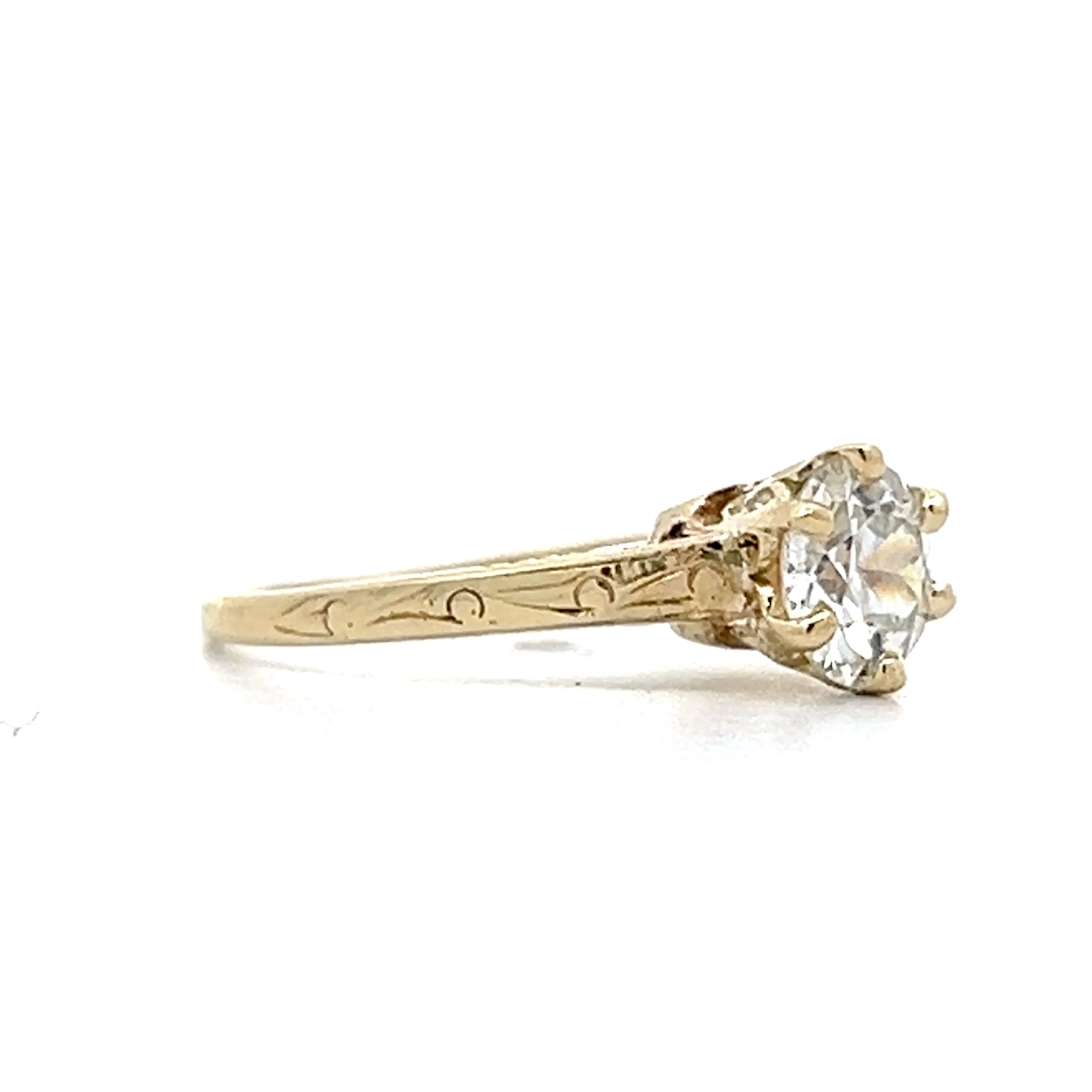 .90 Vintage Art Deco Engagement Ring in 14k Yellow Gold - Image 3