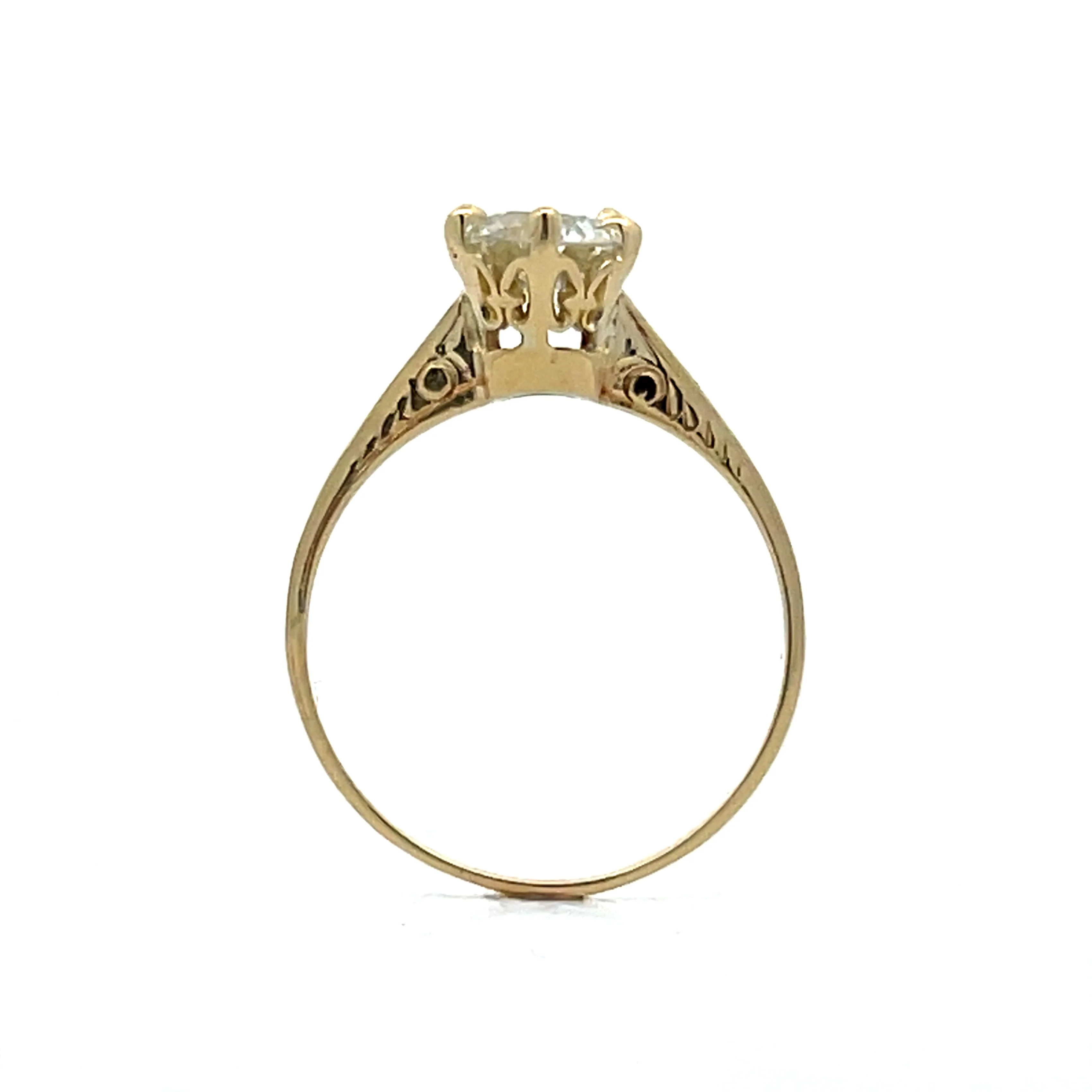 .90 Vintage Art Deco Engagement Ring in 14k Yellow Gold - Image 4