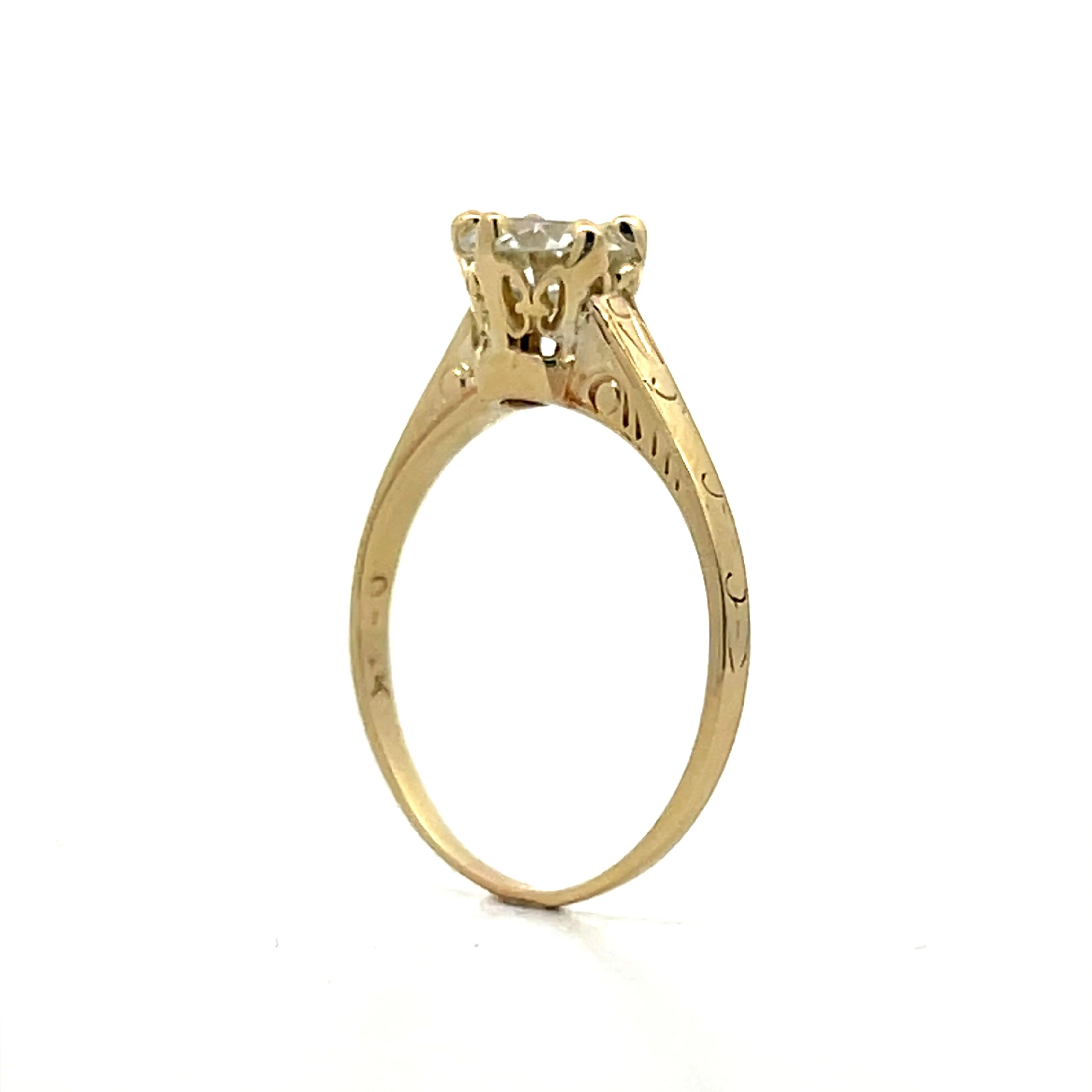 .90 Vintage Art Deco Engagement Ring in 14k Yellow Gold - Image 5