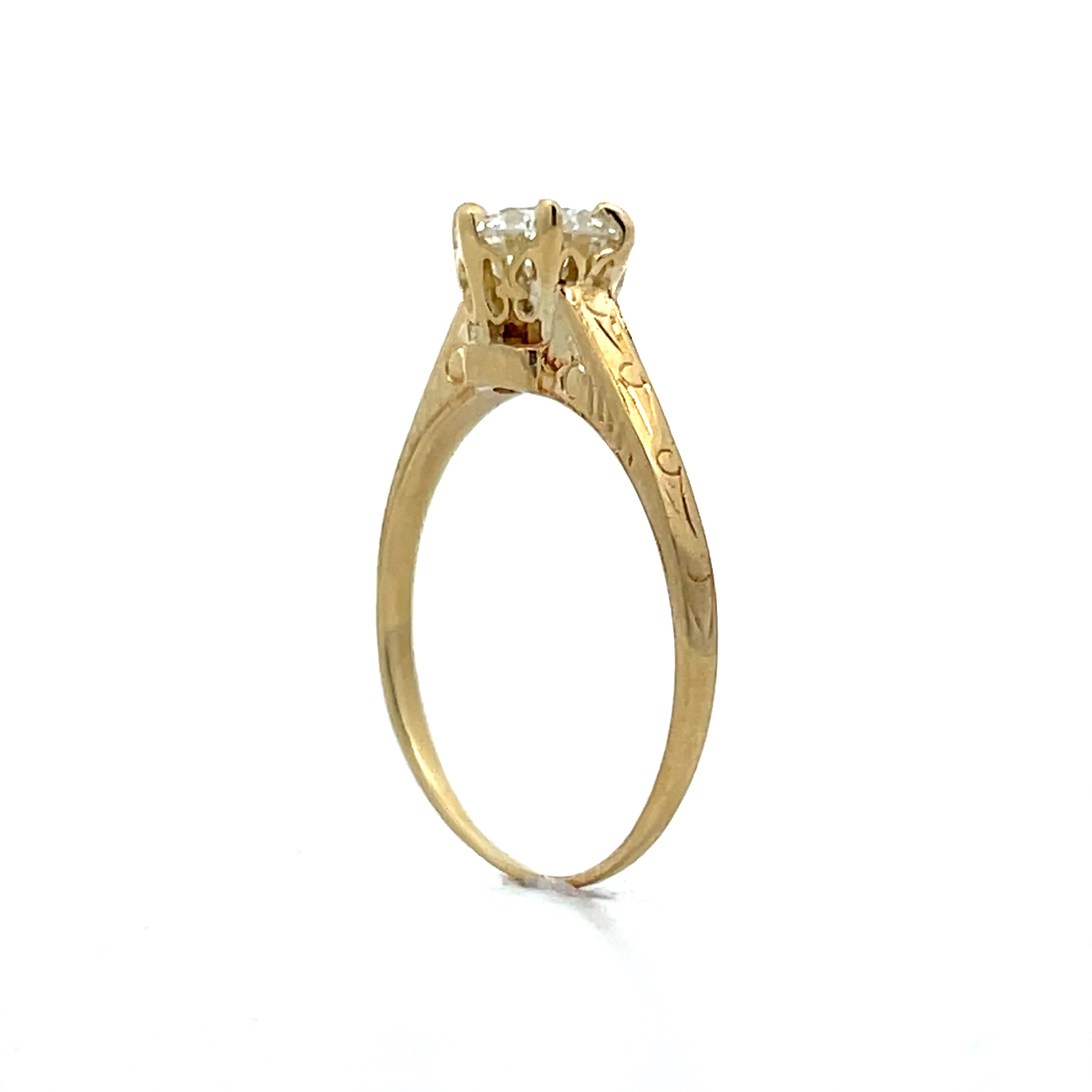 .90 Vintage Art Deco Engagement Ring in 14k Yellow Gold - Image 7