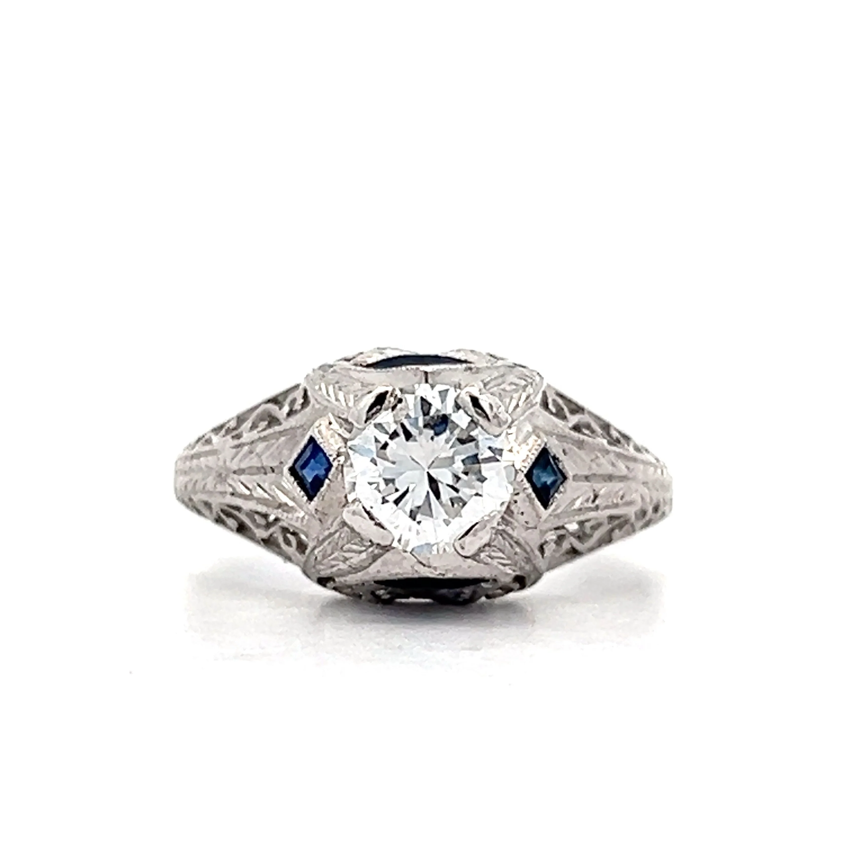 .84 Vintage Deco Brilliant Diamond Engagement Ring in Platinum